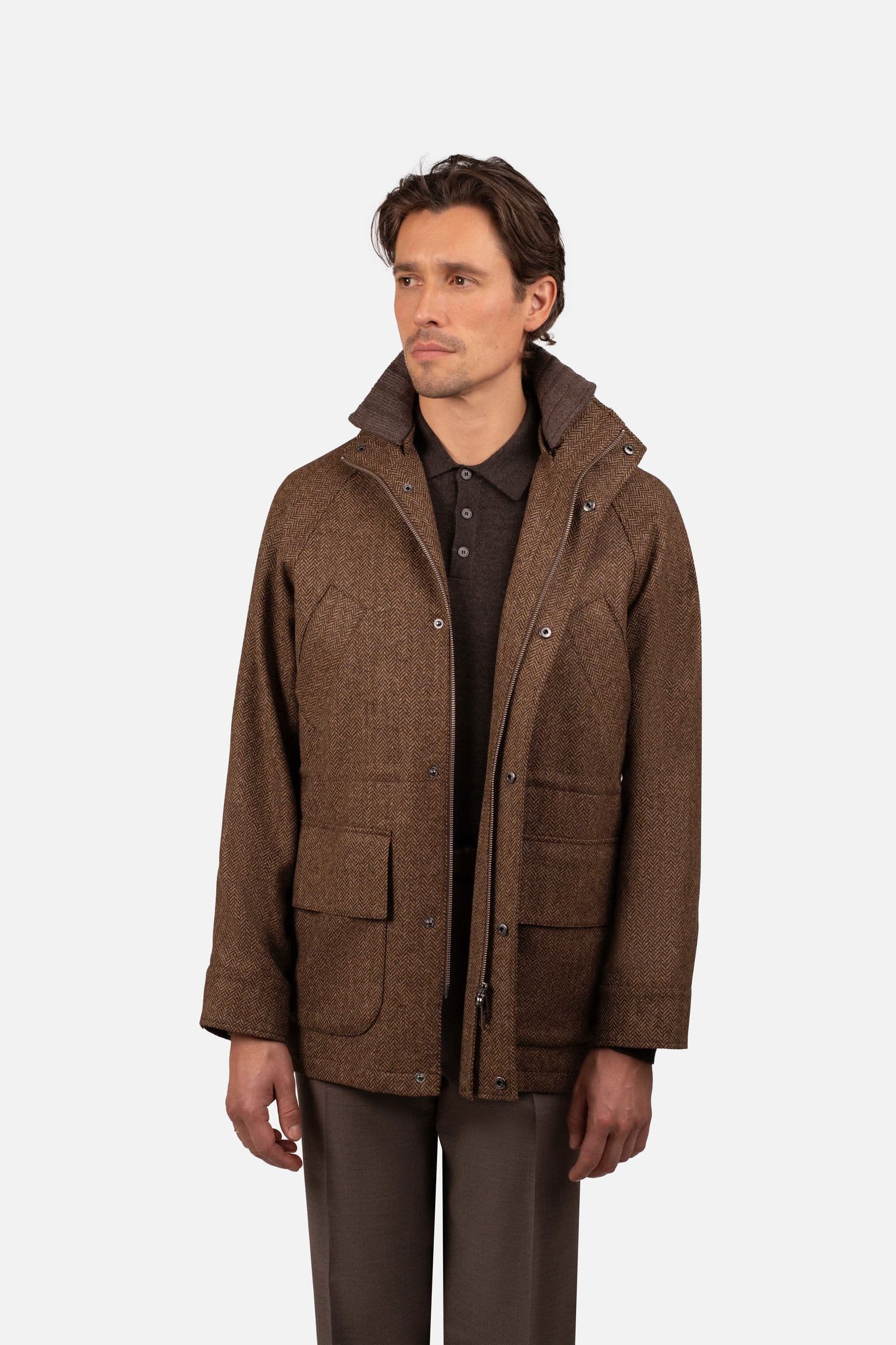 Raglan City Jacket Tweed Brown - Coats - Cavour