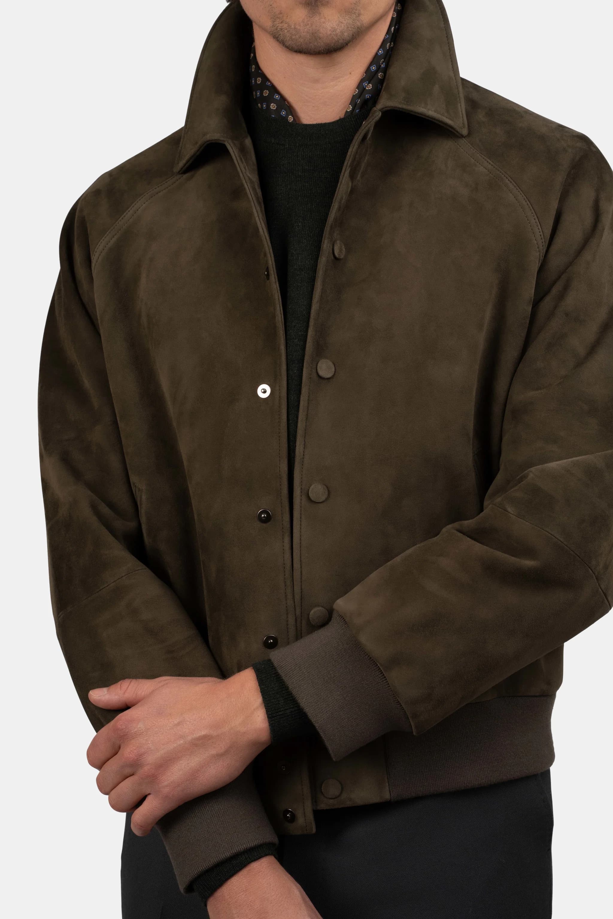 Exclusive Suede Flight Jacket Green - Jackets - Cavour