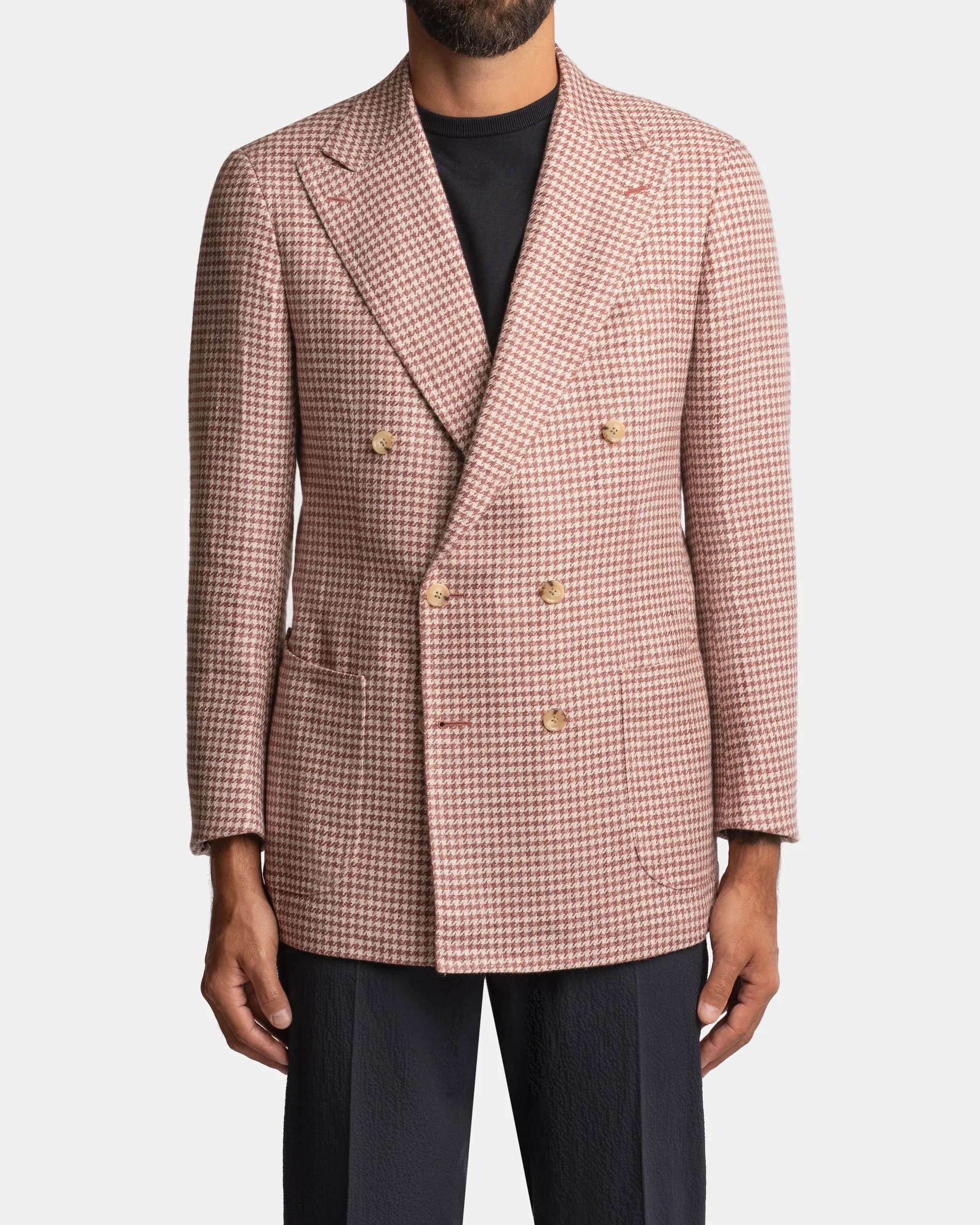 Mod 3 Washed Houndstooth Jacket Red - Blazers - Cavour