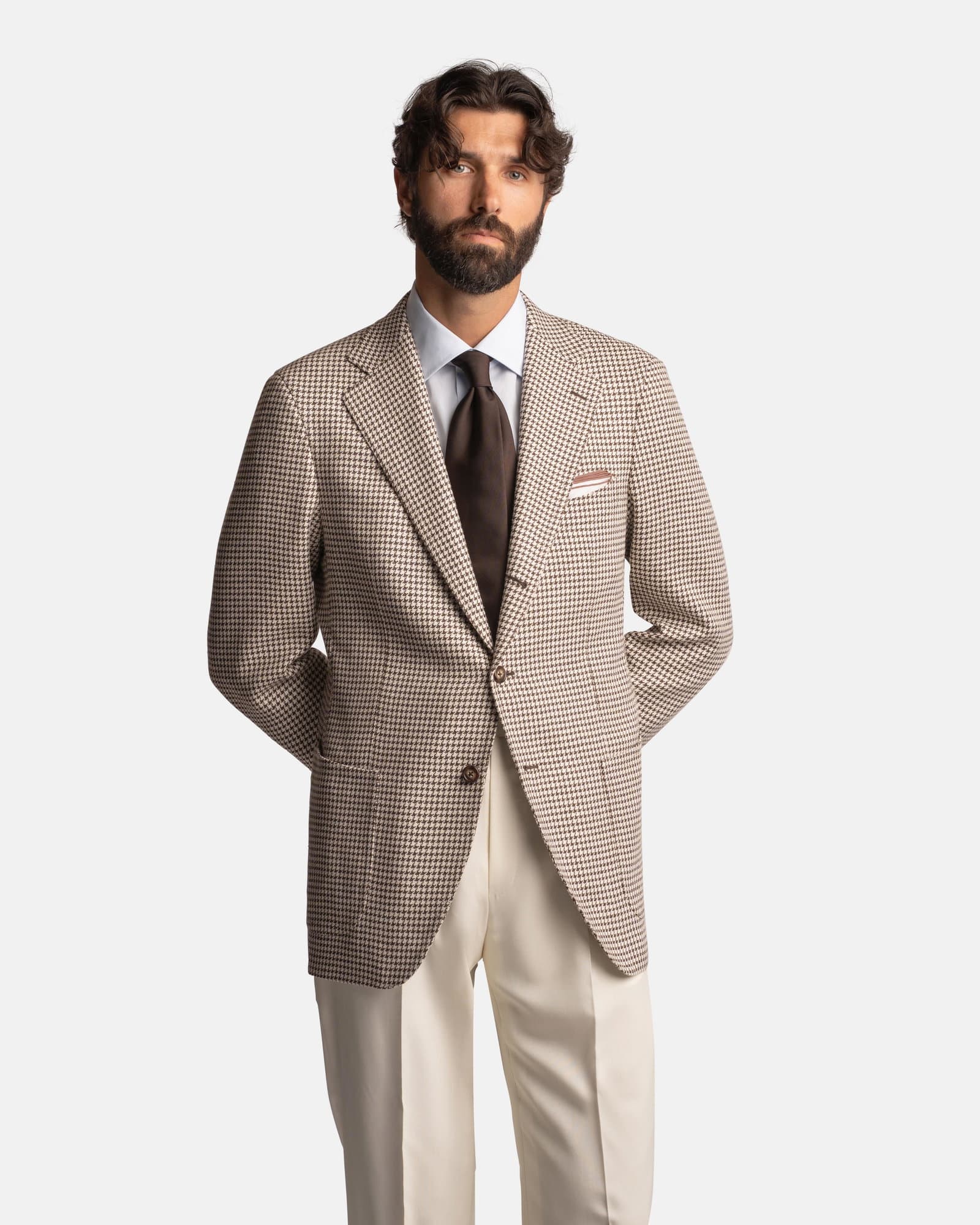 Mod 2 British Summer Houndstooth Jacket Brown