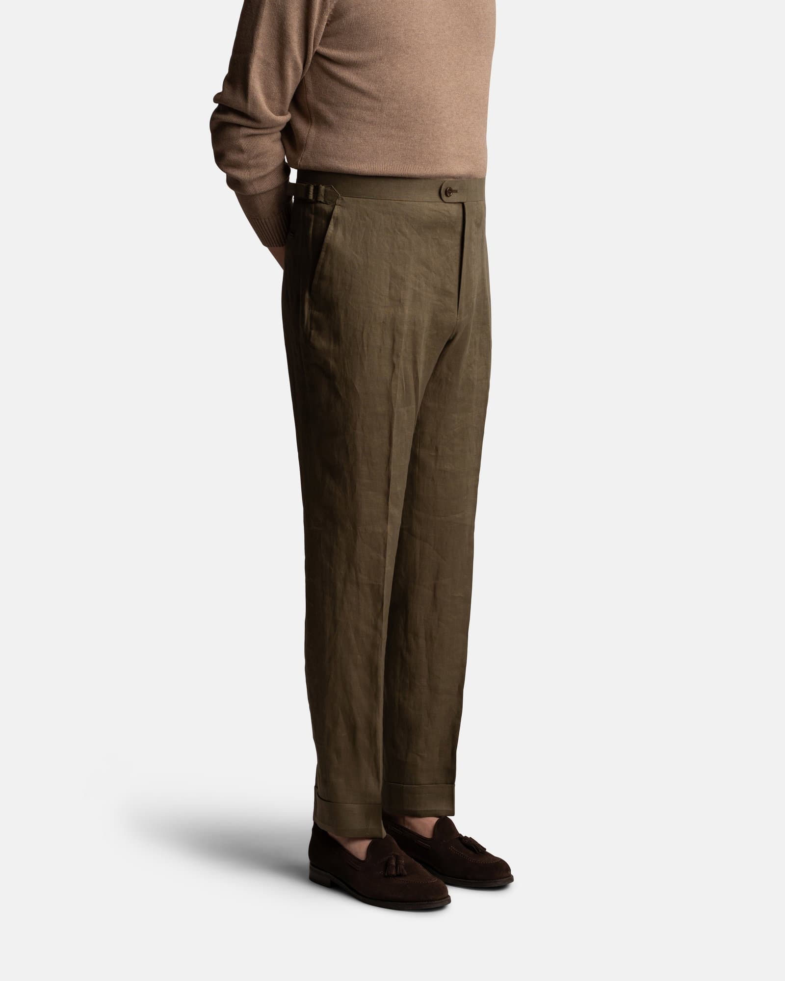 Mod 2 Cavour Exclusive Linen Trouser Olive