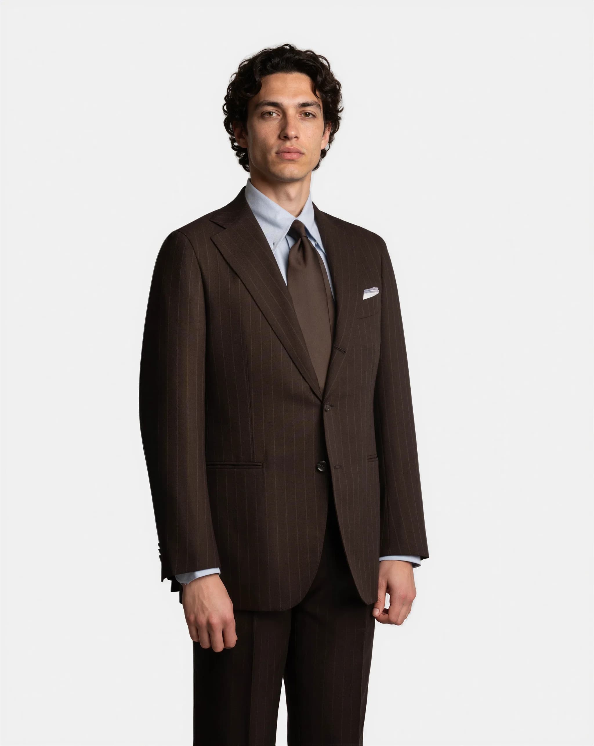 Mod 2 Hightwist Pinstripe Suit Brown - Suits - Cavour