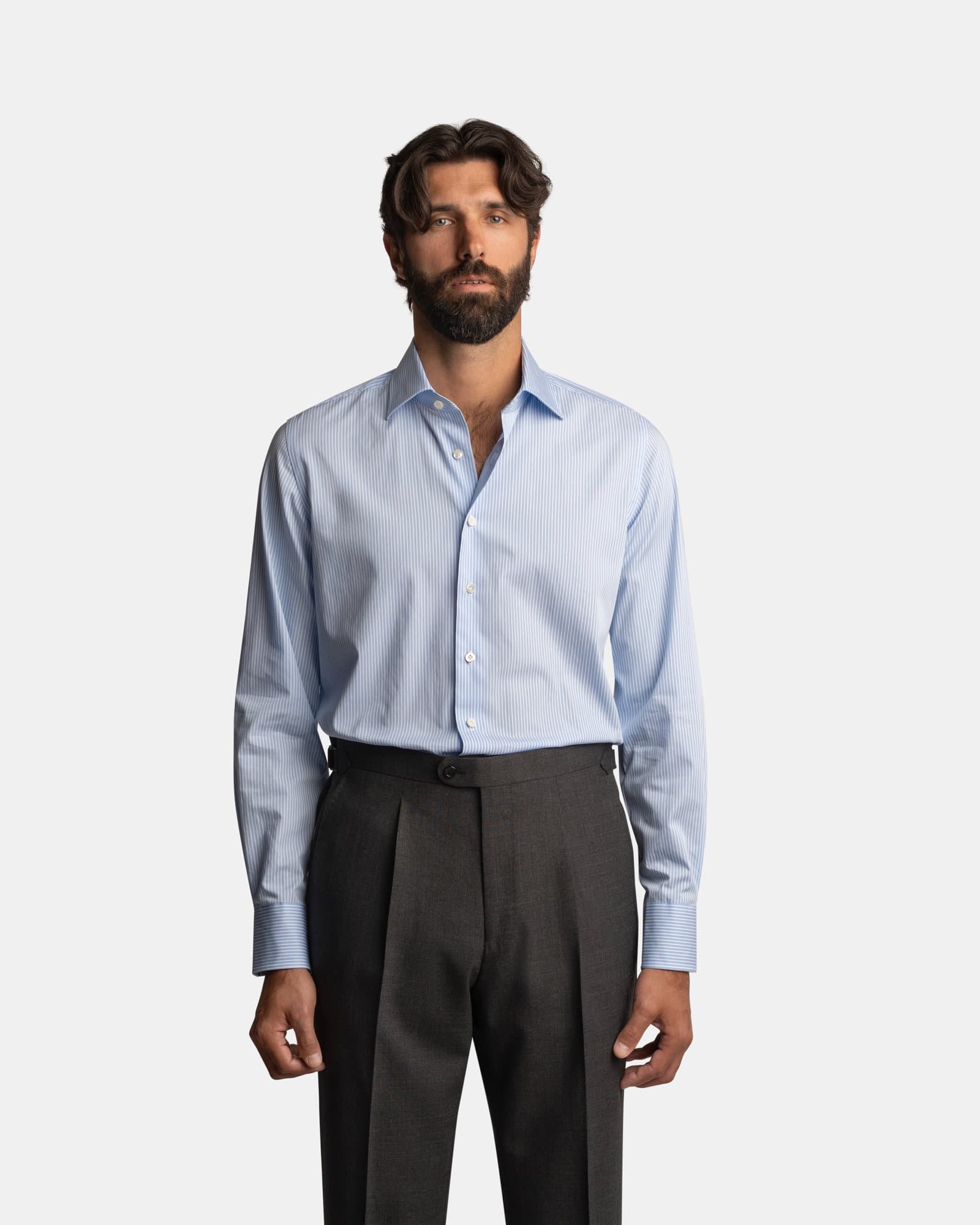 Handmade Reverse Striped Shirt Blue