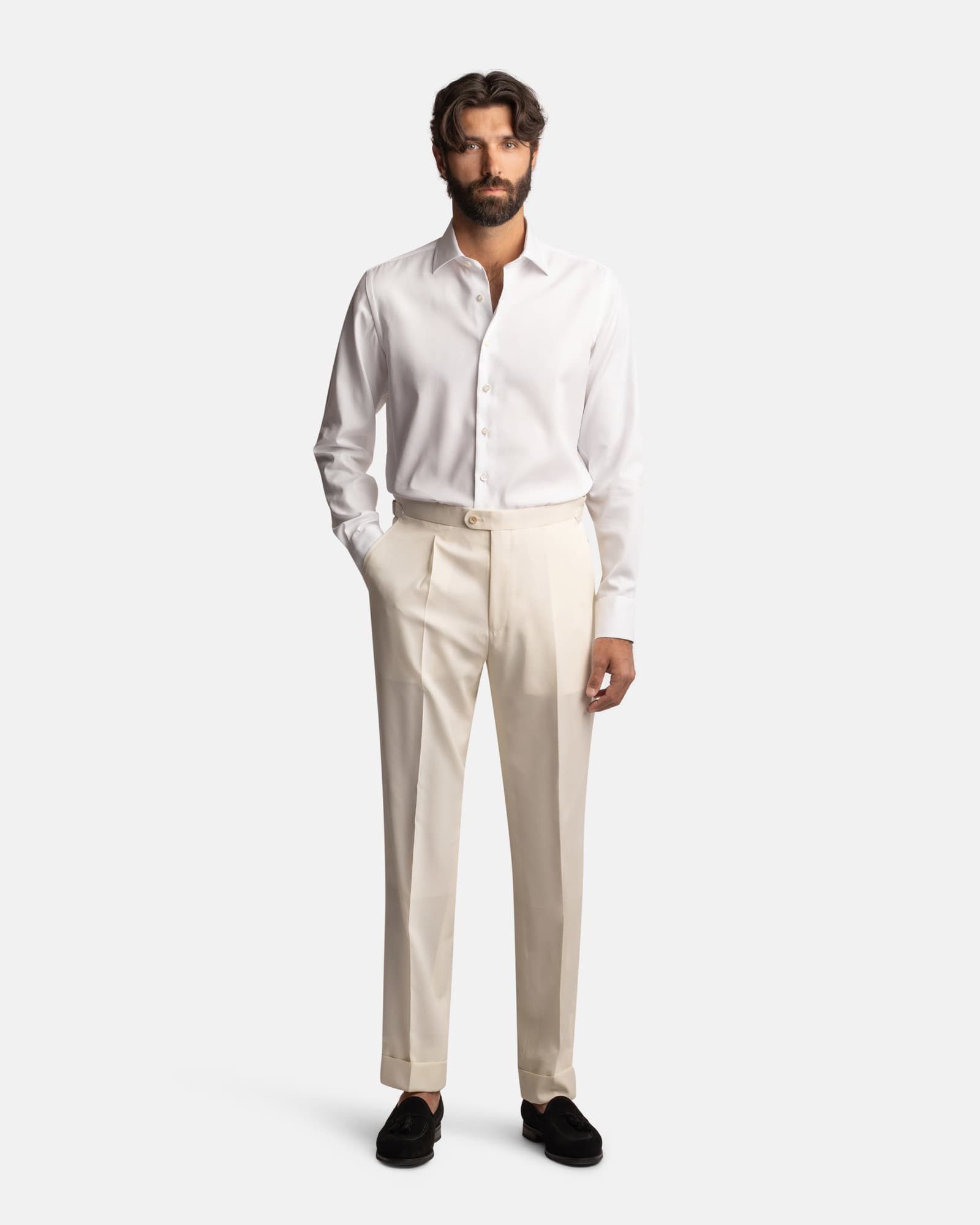 khakis and white dress shirt White Eric Plaid Leeward Dress Shirt
