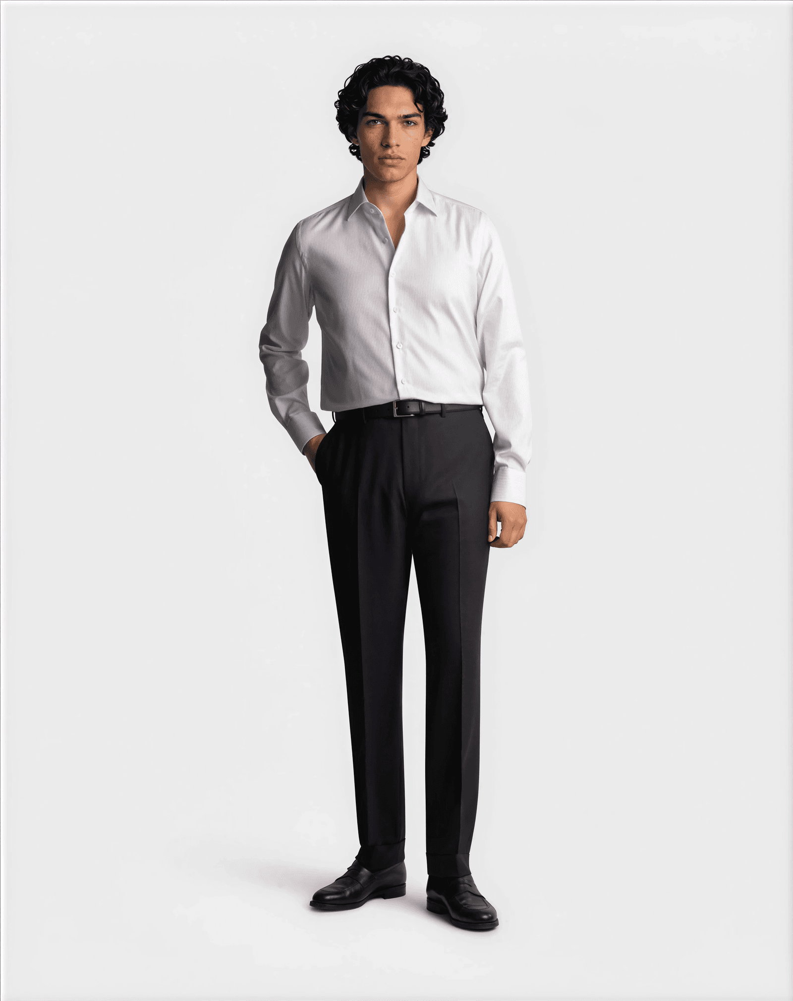 Handmade Herringbone Striped Shirt White
