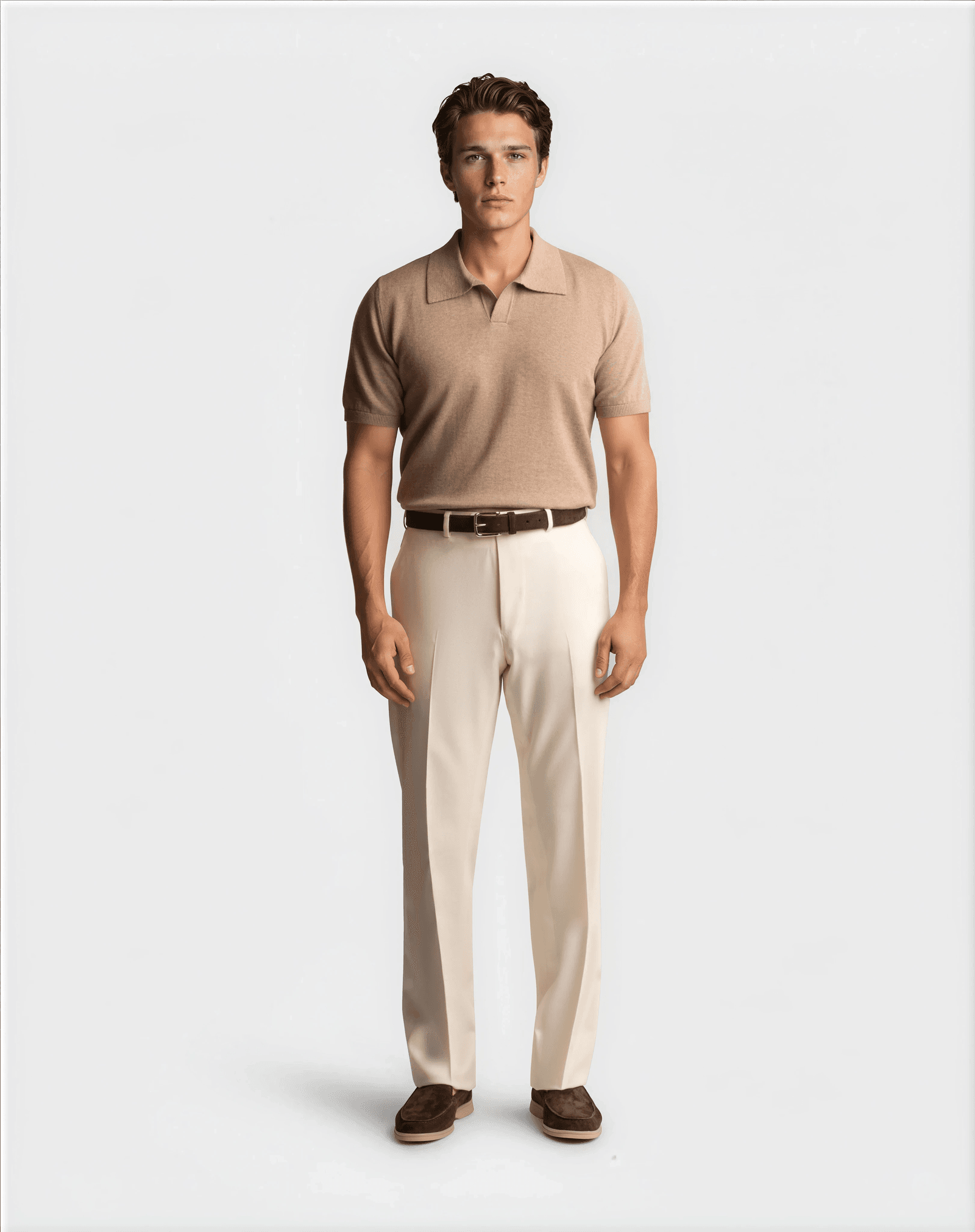 CashSilk Short Sleeve Polo Beige - Sweaters - Cavour