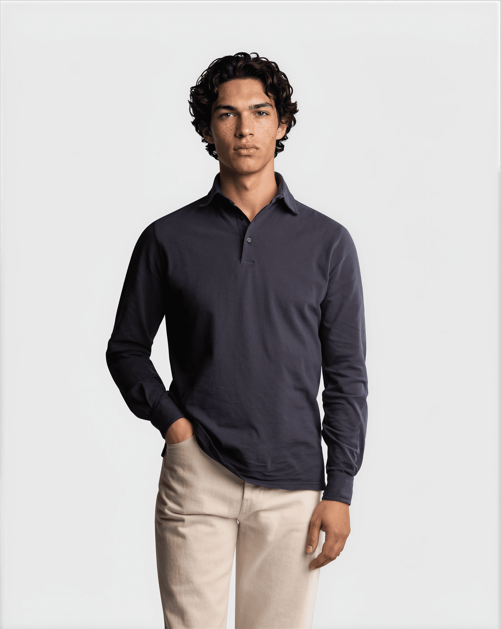 Supima Sport L/S Polo Navy