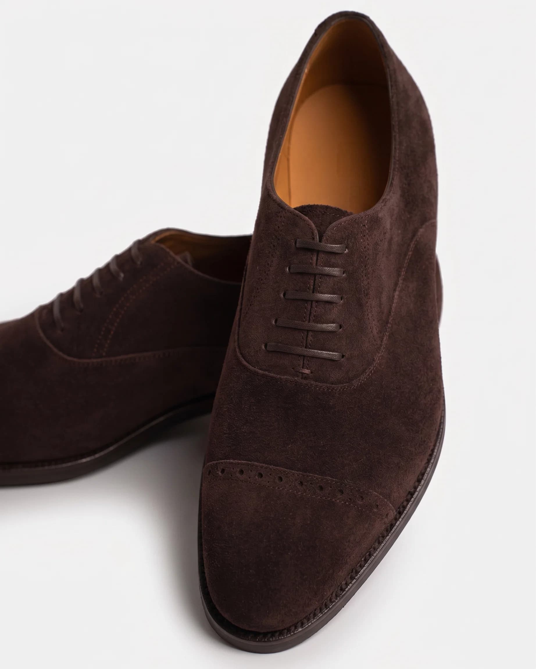 Cap Toe Oxford Punched Brown - Oxfords - Cavour display picture 1