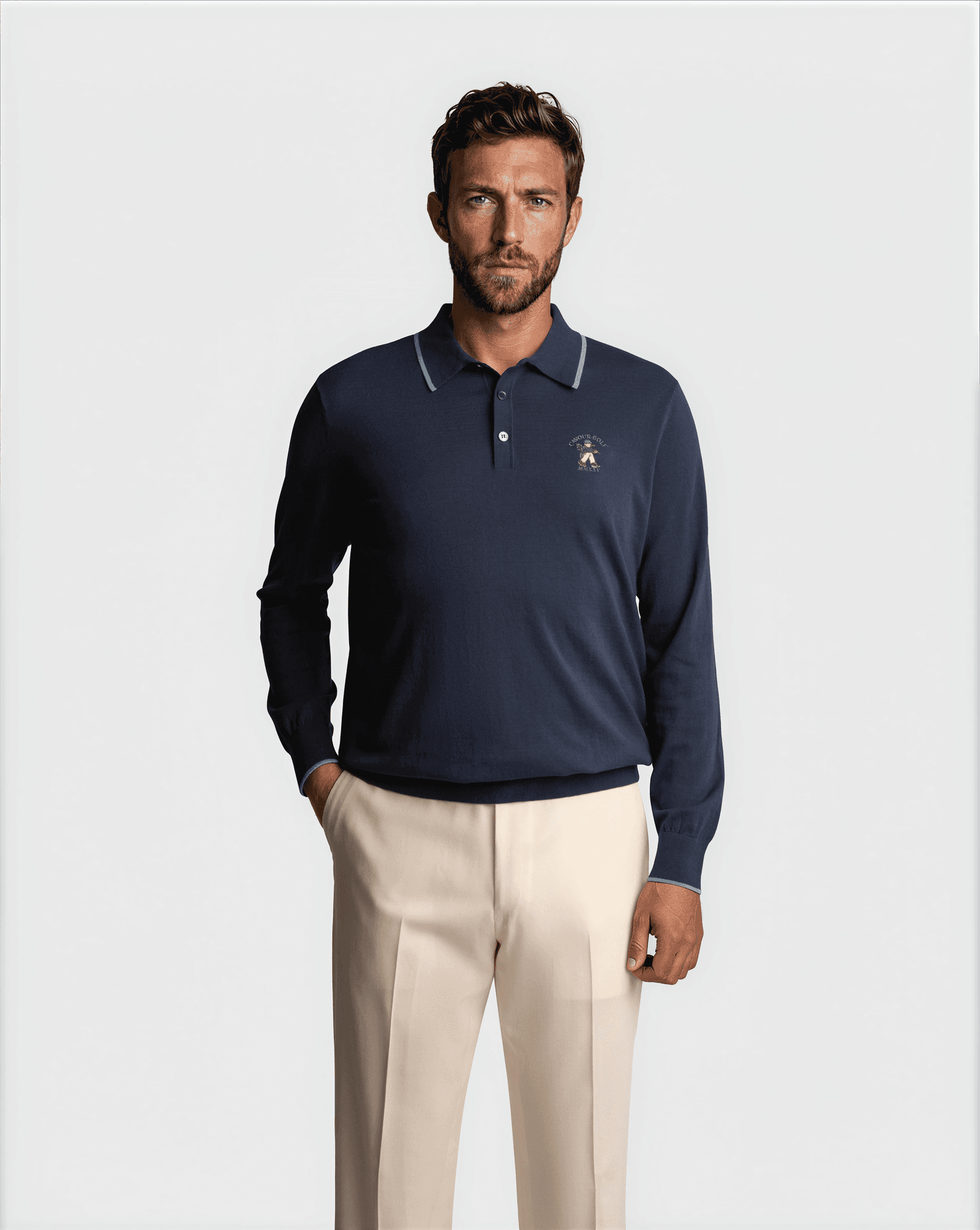 Contrast Sport Polo Navy