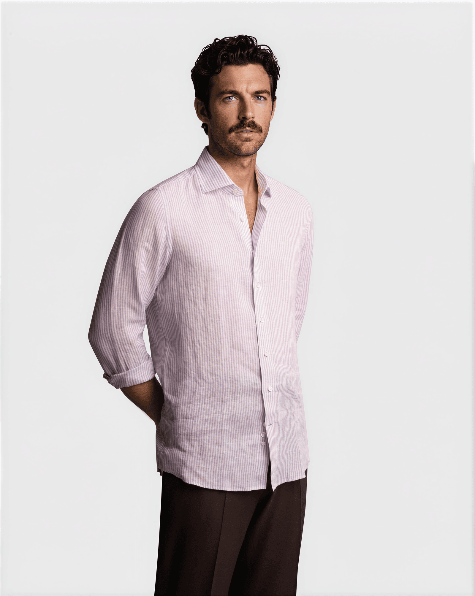 Striped Linen Shirt Purple