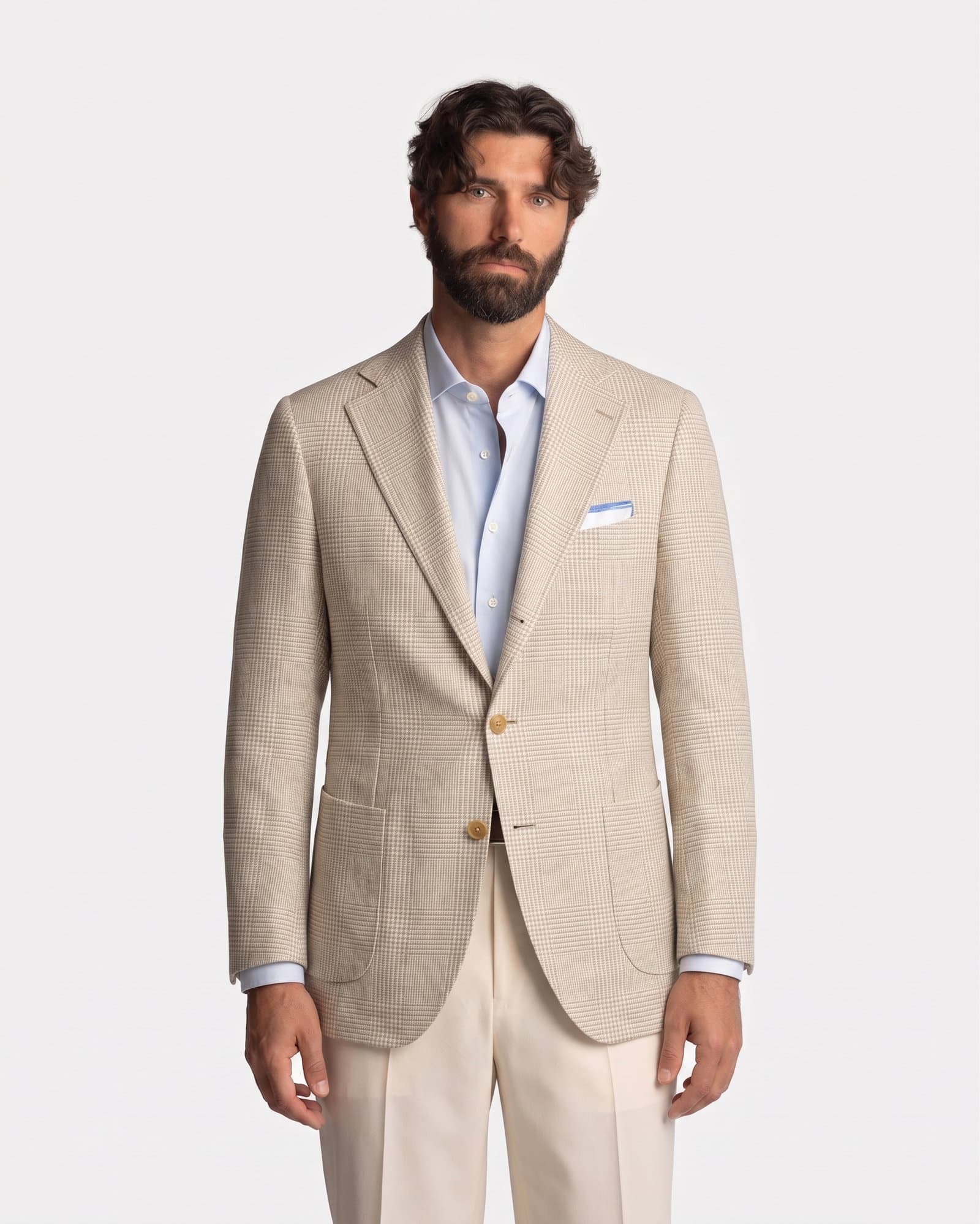 Mod 2 Linen Glencheck Jacket Beige