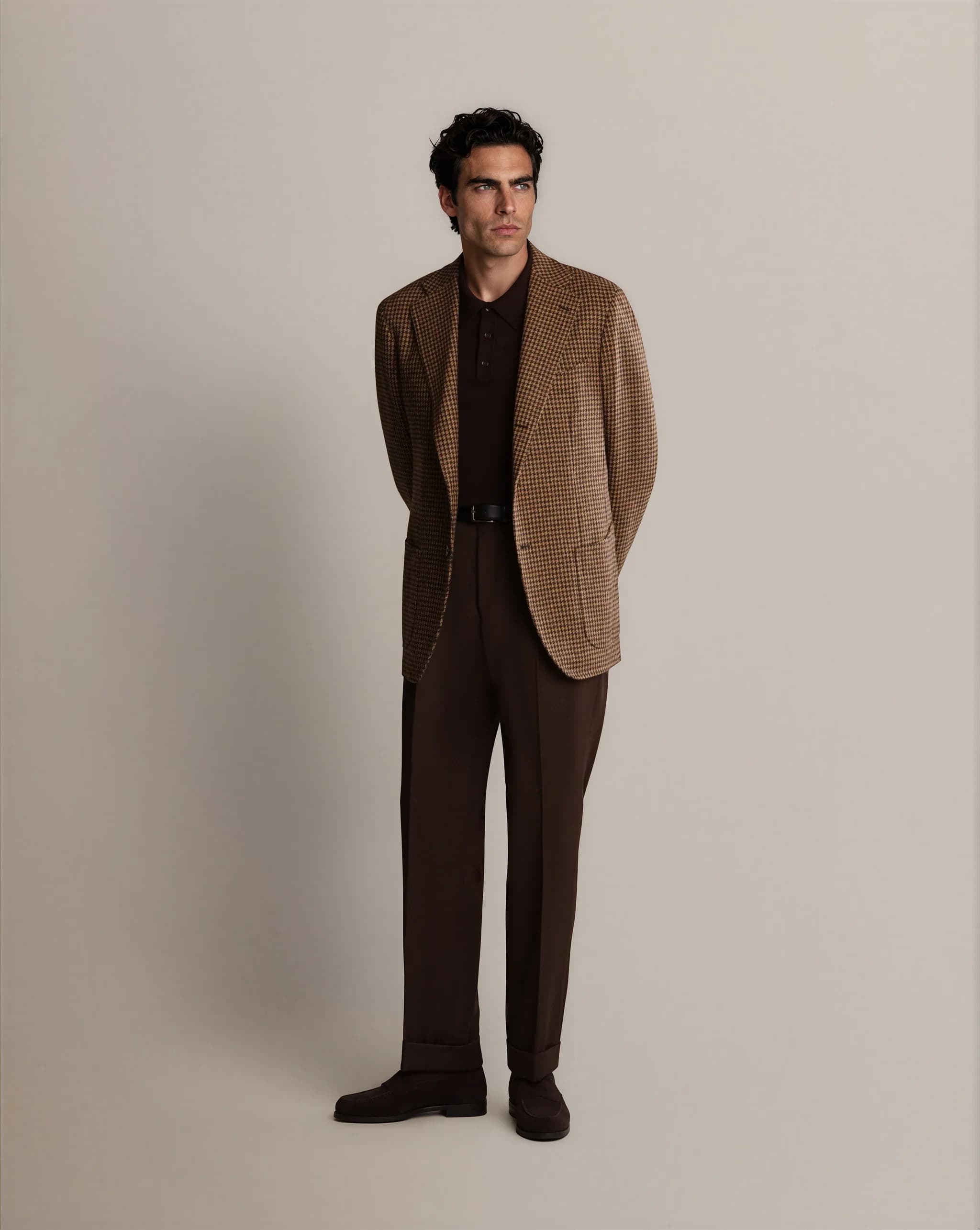 Mod 2 Shepherds Check Tweed Jacket Brown - Blazers - Cavour