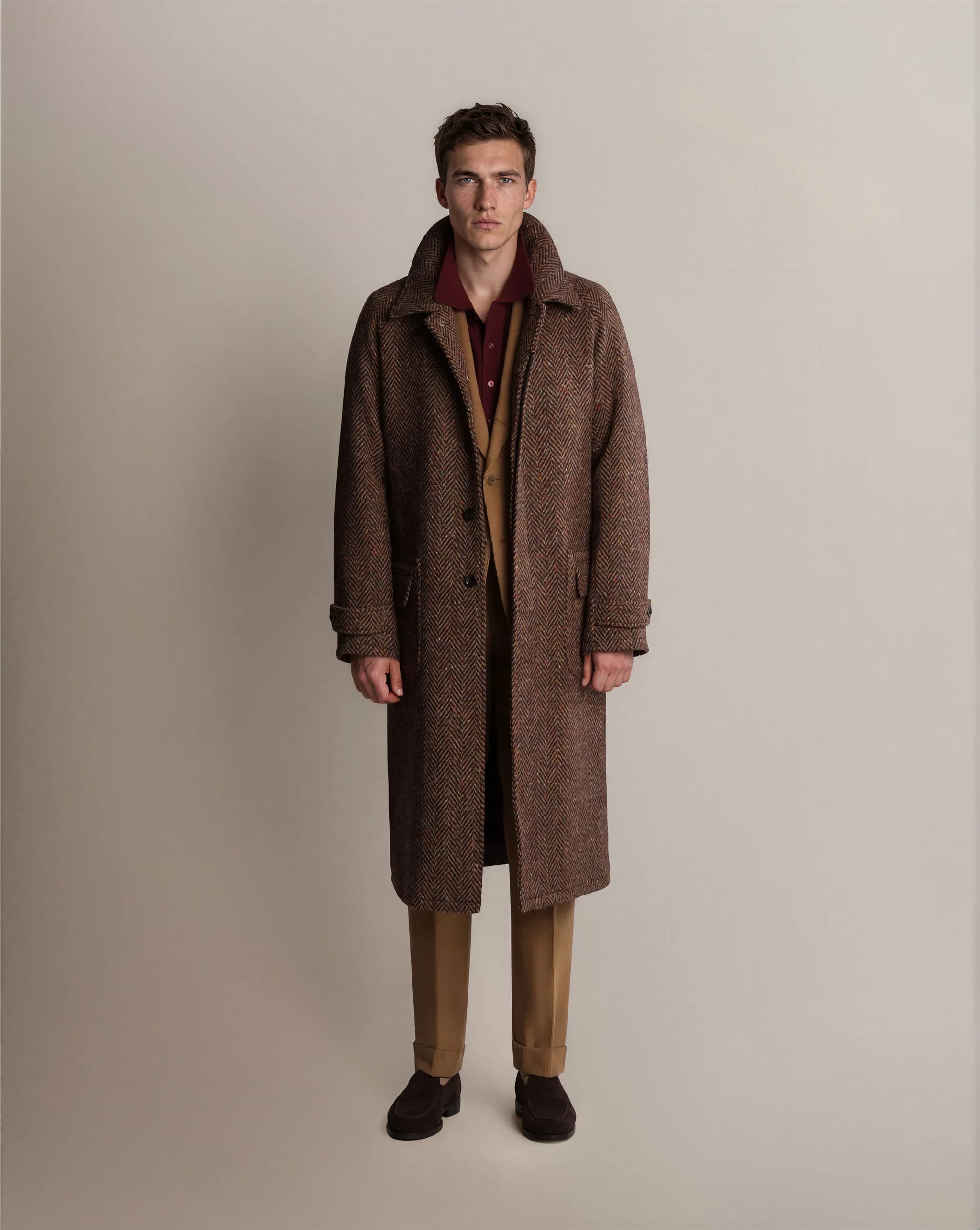 Raglan Tweed Coat Black - Coats - Cavour
