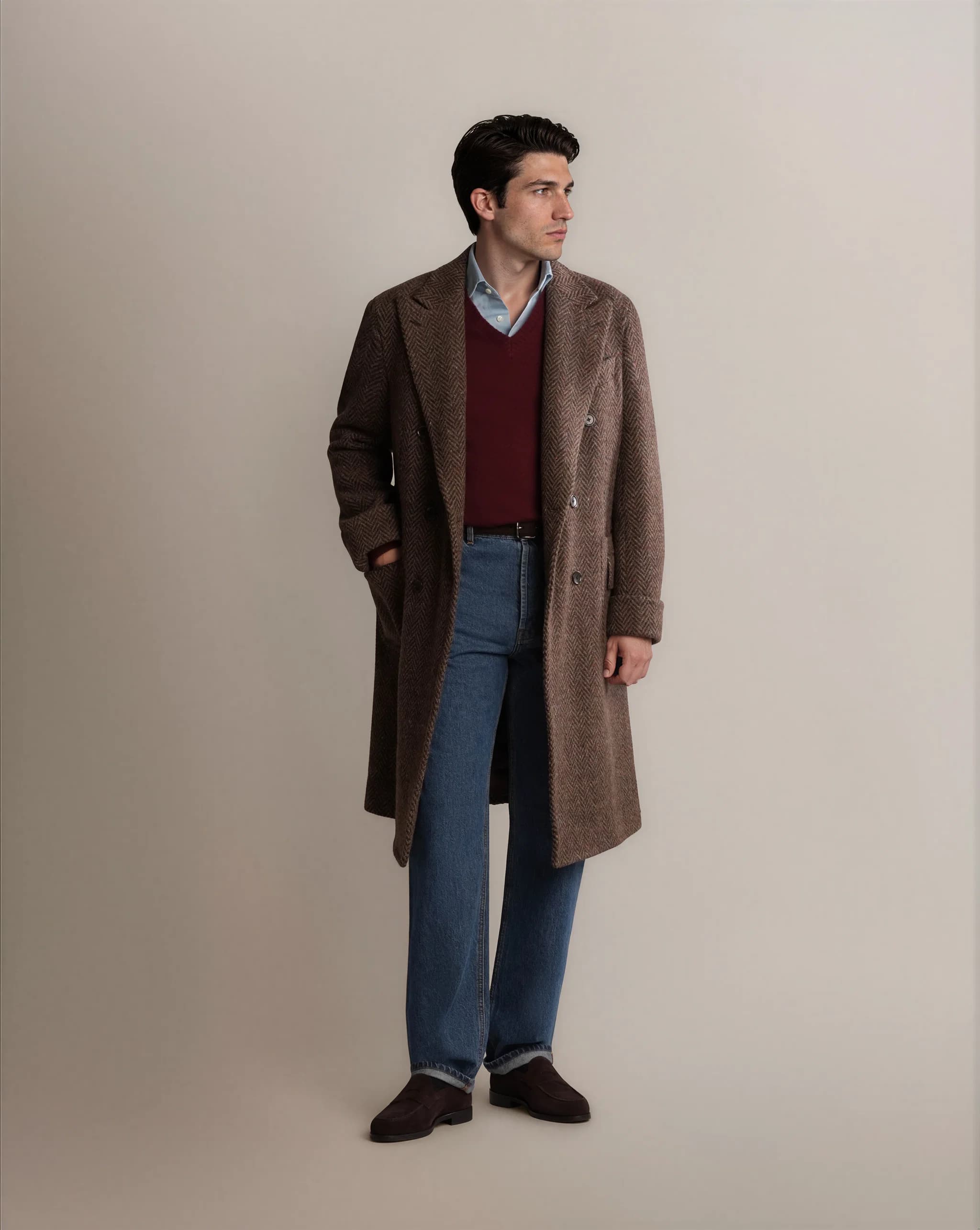 Raglan Tweed Coat Green - Coats - Cavour
