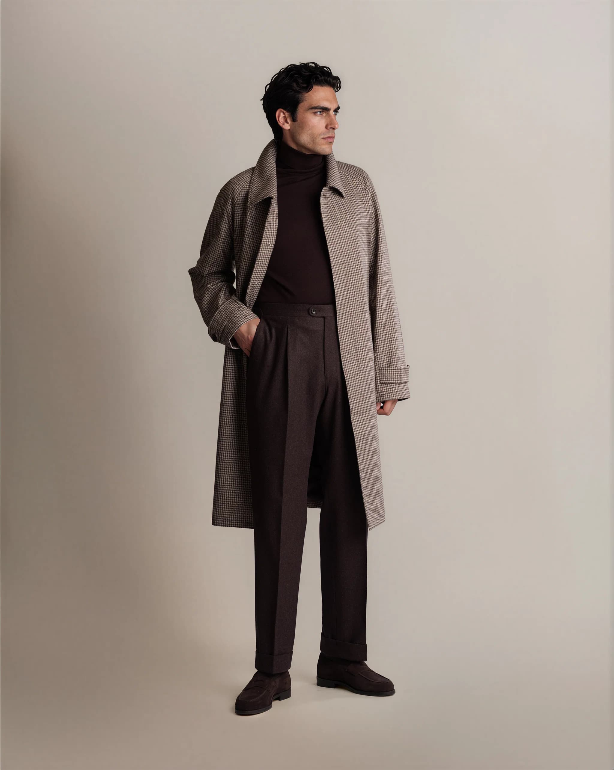Raglan Tweed Coat Black - Coats - Cavour