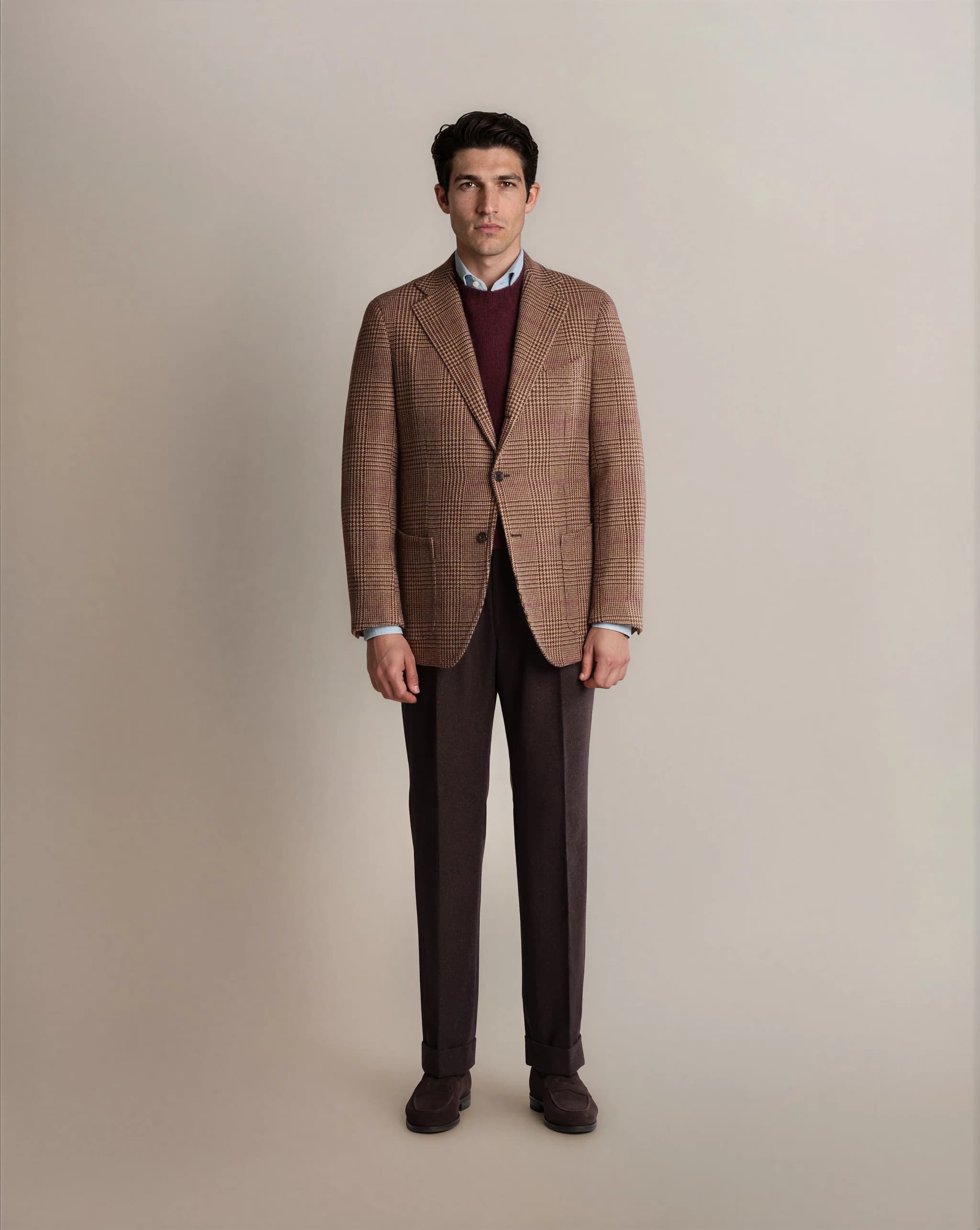 Mod 2 Shepherds Check Tweed Jacket Brown - Blazers - Cavour