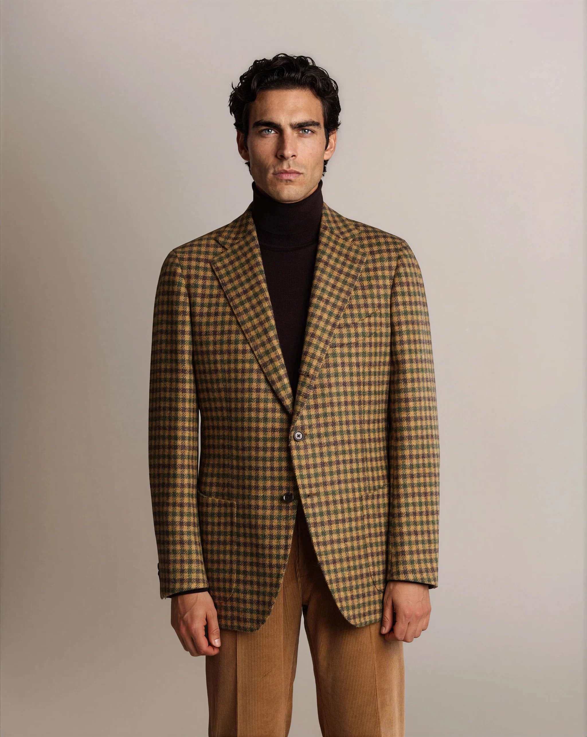 Mod 2 Shepherds Check Tweed Jacket Brown - Blazers - Cavour