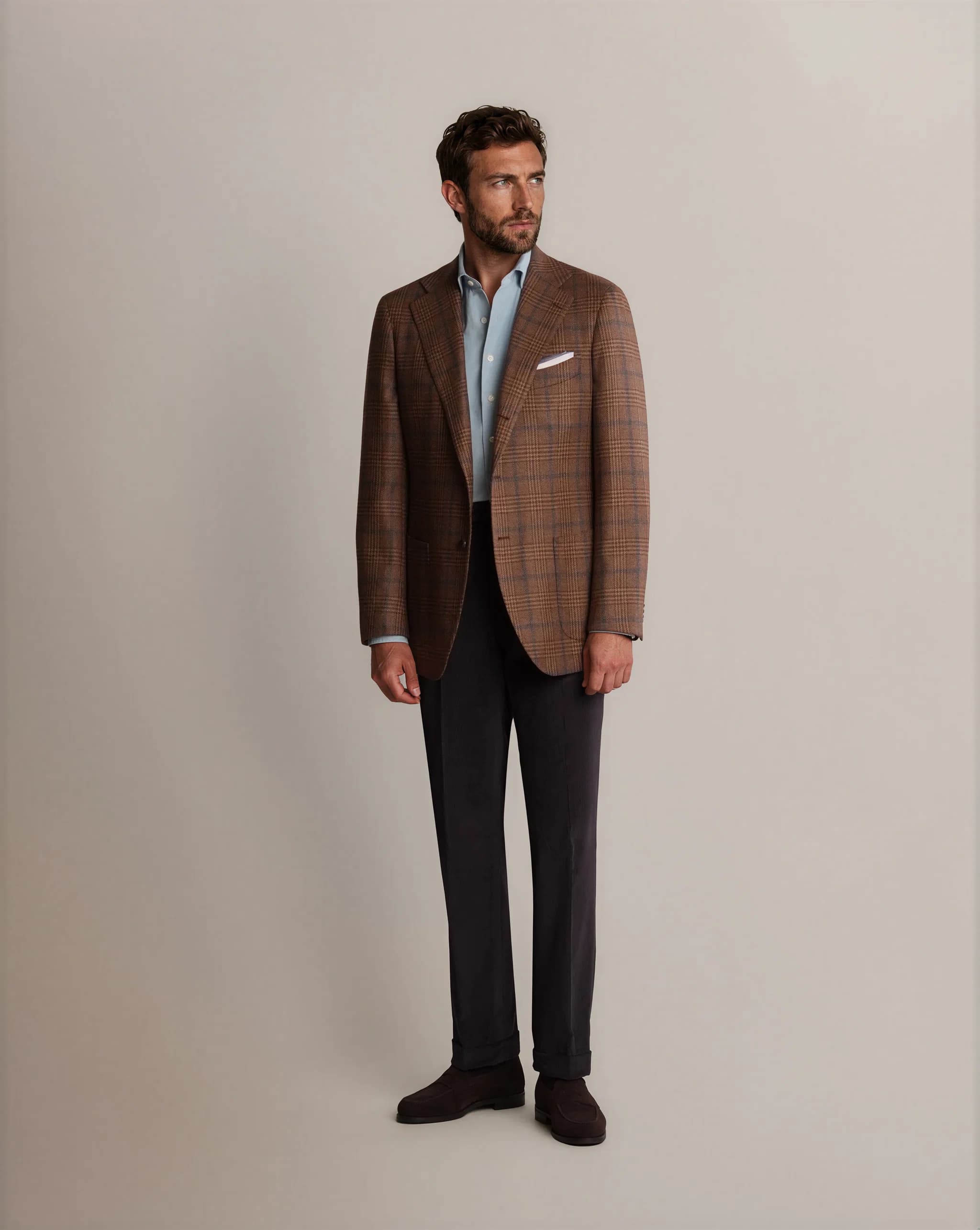 Mod 2 Shepherds Check Tweed Jacket Brown - Blazers - Cavour