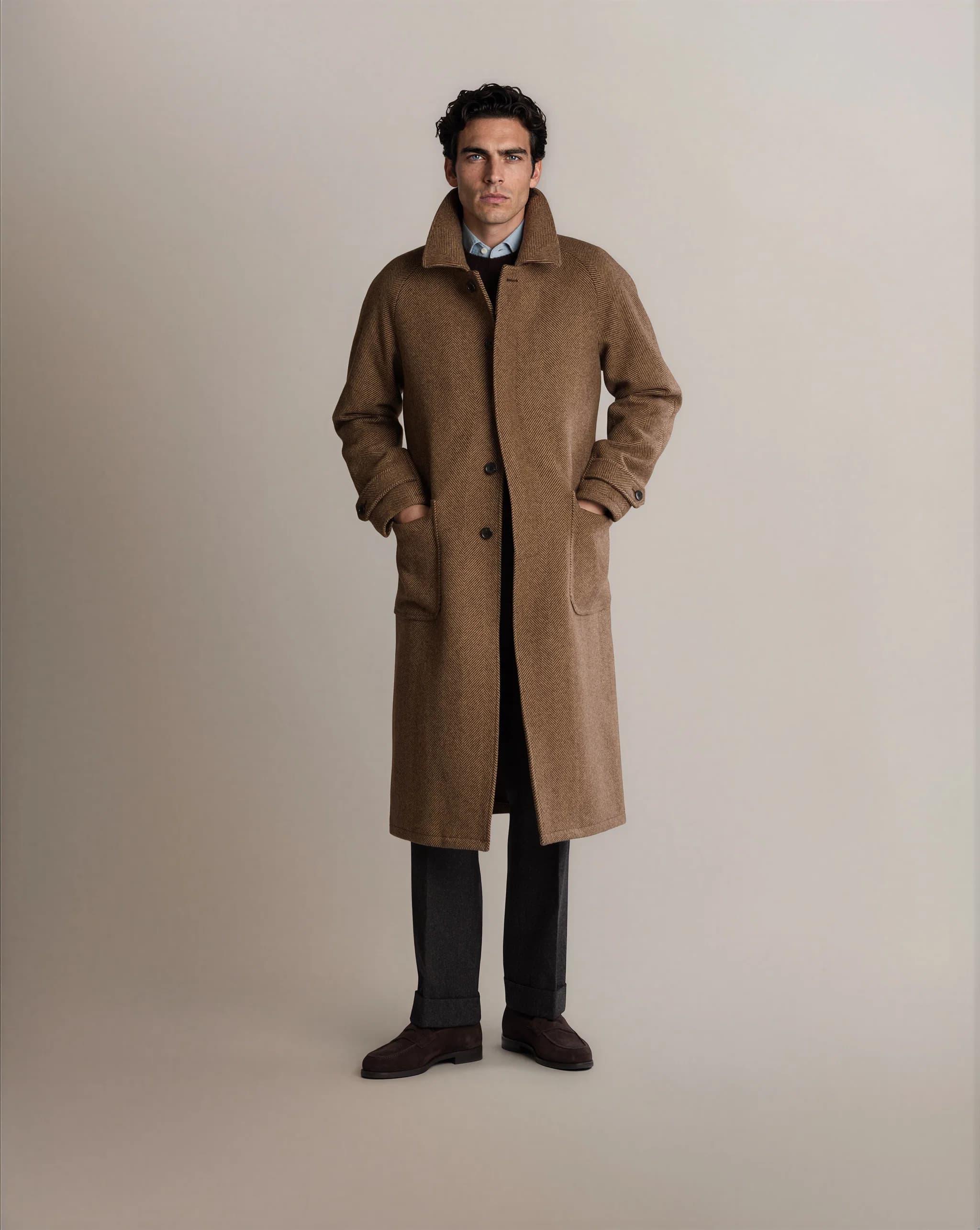 Martingala Tweed Coat Brown - Coats - Cavour
