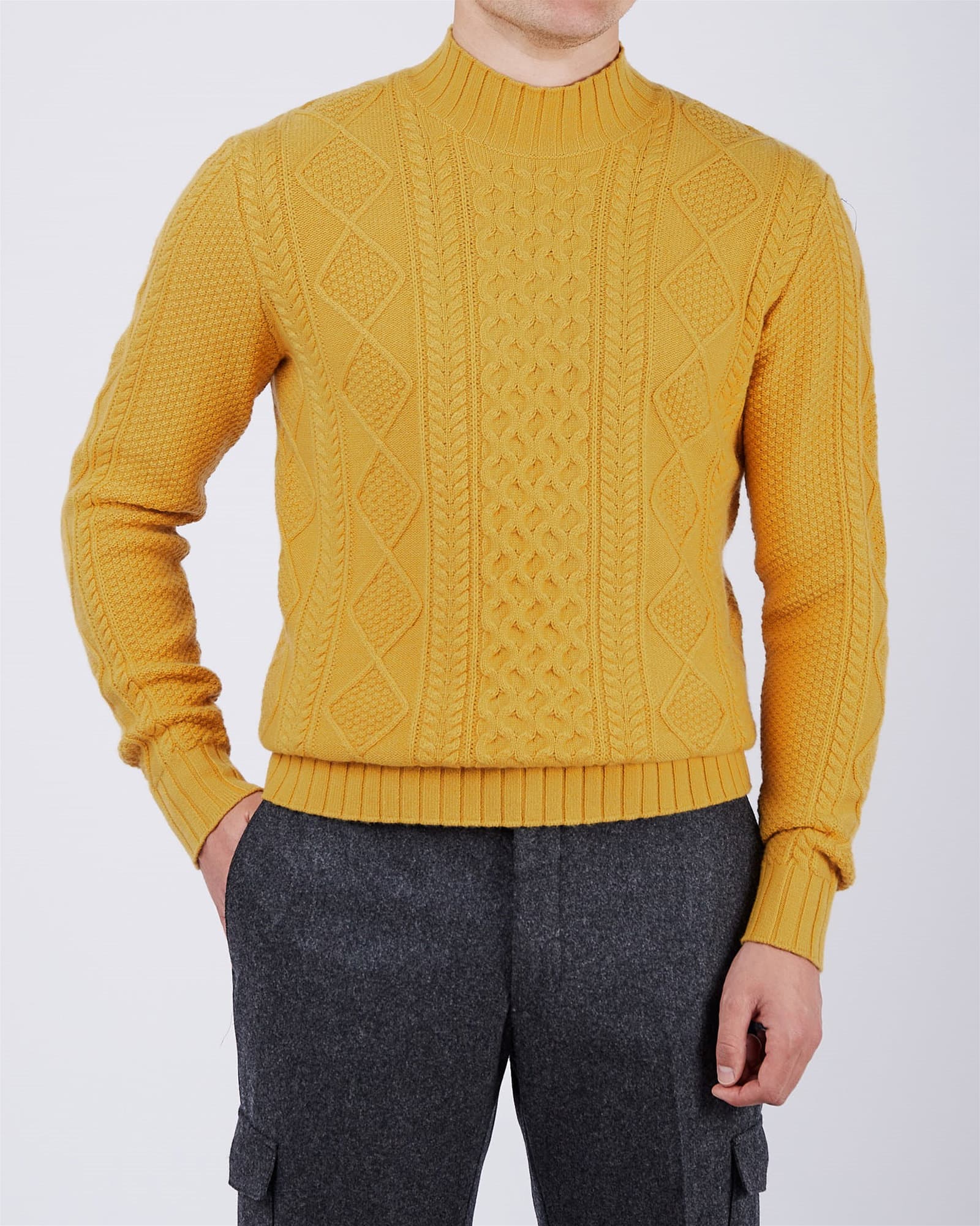 Floral Knit O-Neck Yellow