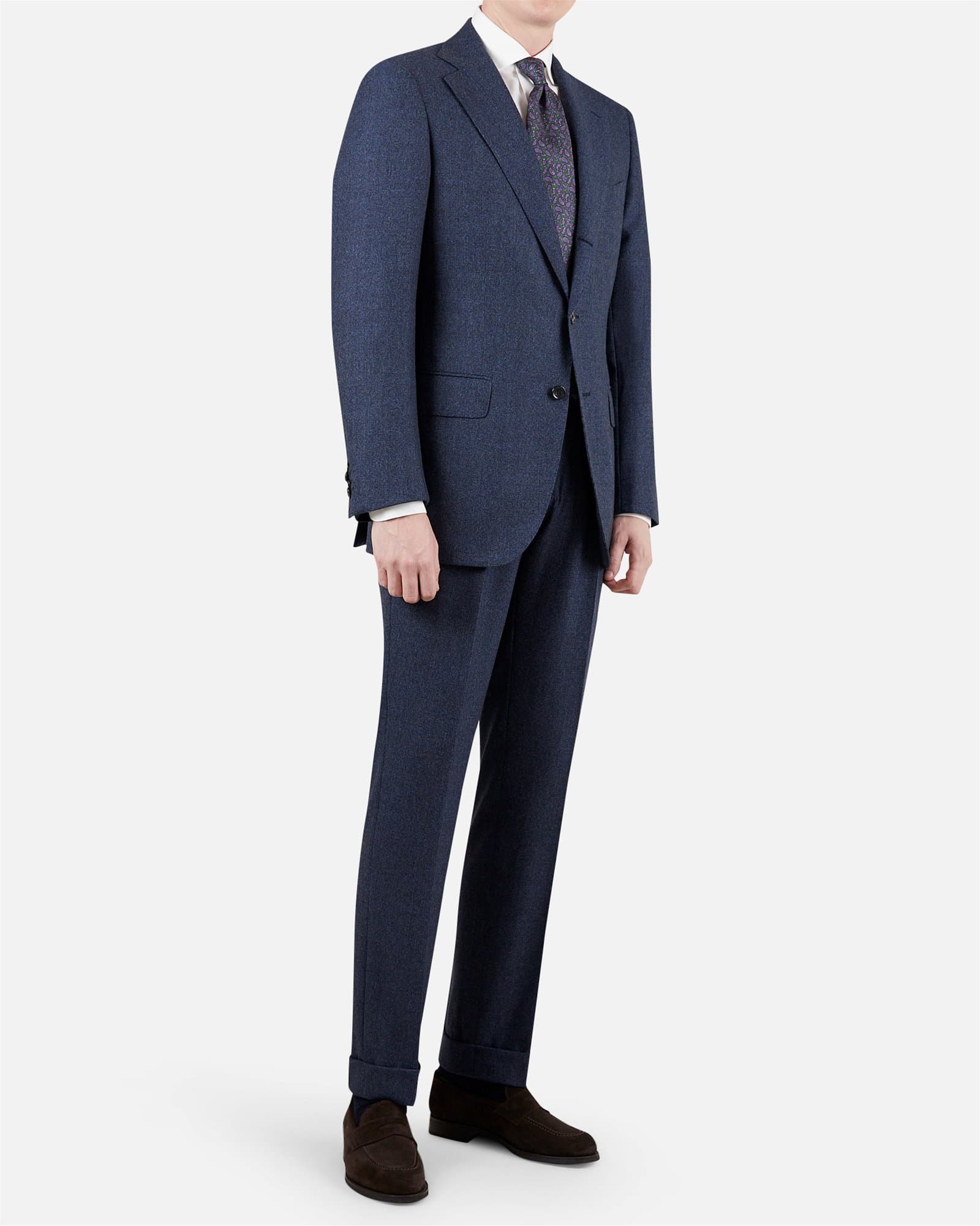 Mod 4 Flannel Luxury Checked Suit Navy