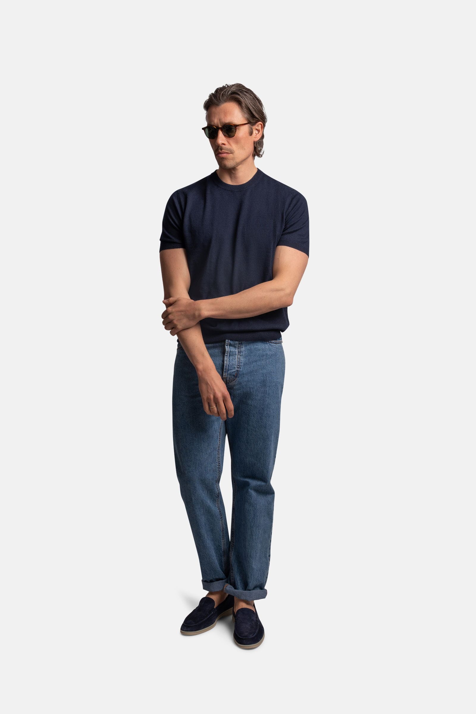 Luxury Linen Tee in Navy
