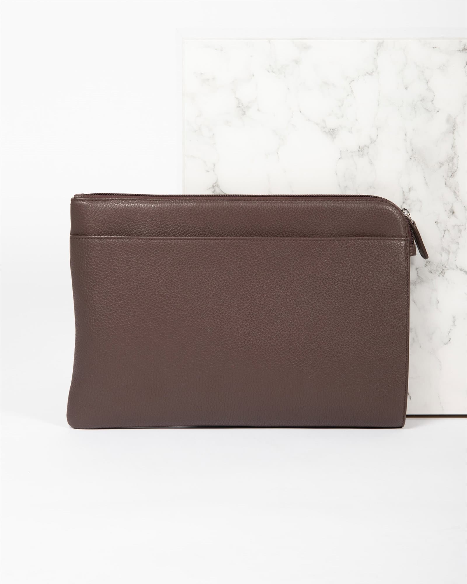 Grained Leather Portfolio Brown
