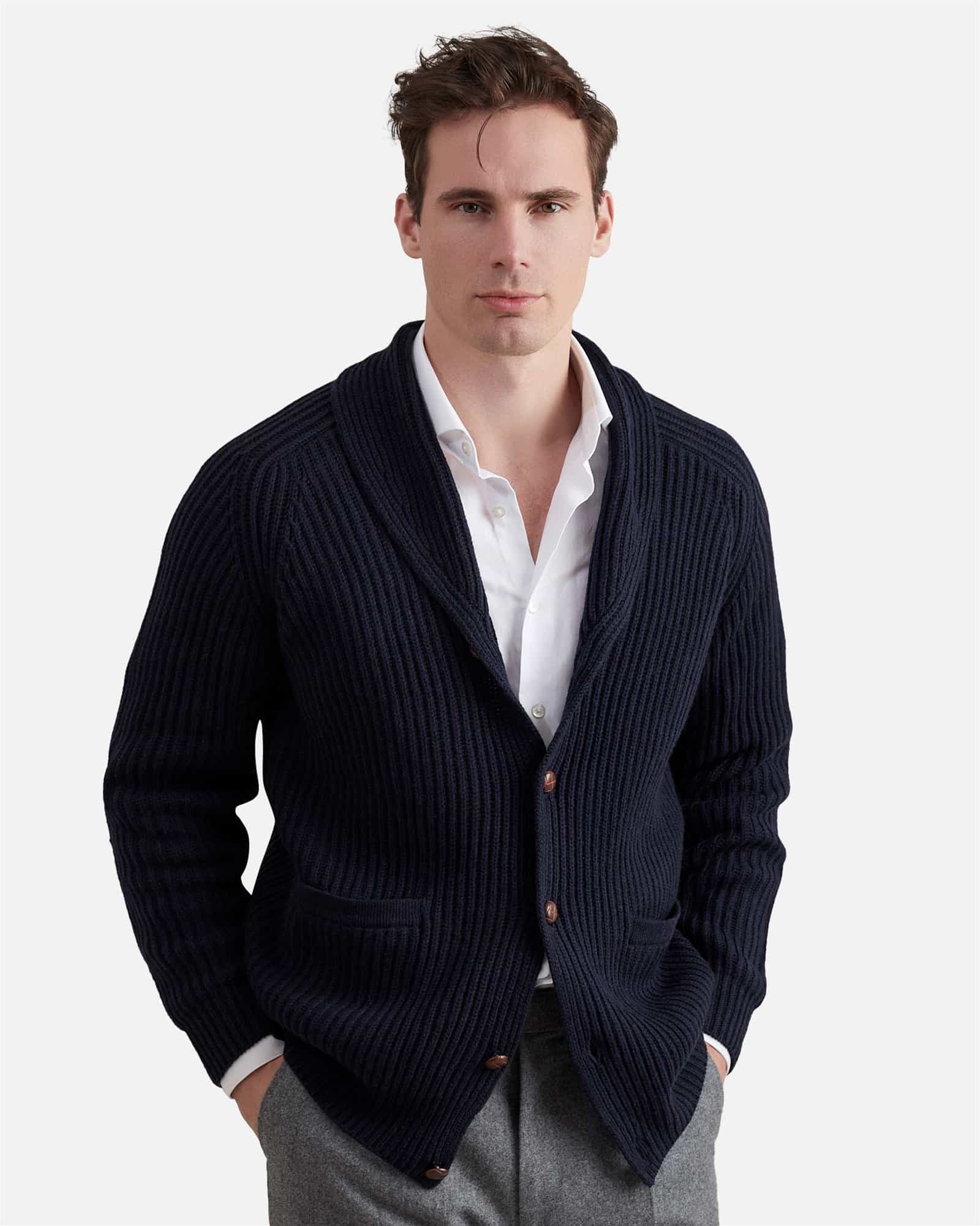 Heavy Ribbed Cardigan Navy