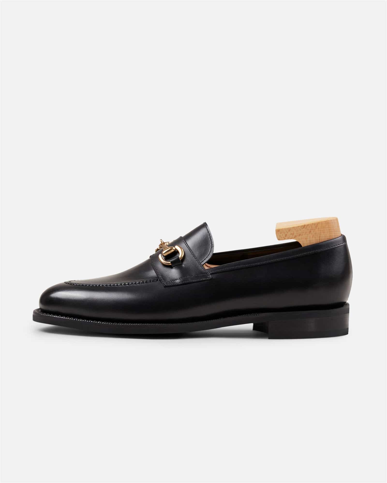 Horse Bit Loafer Boxcalf Rubber Sole Black