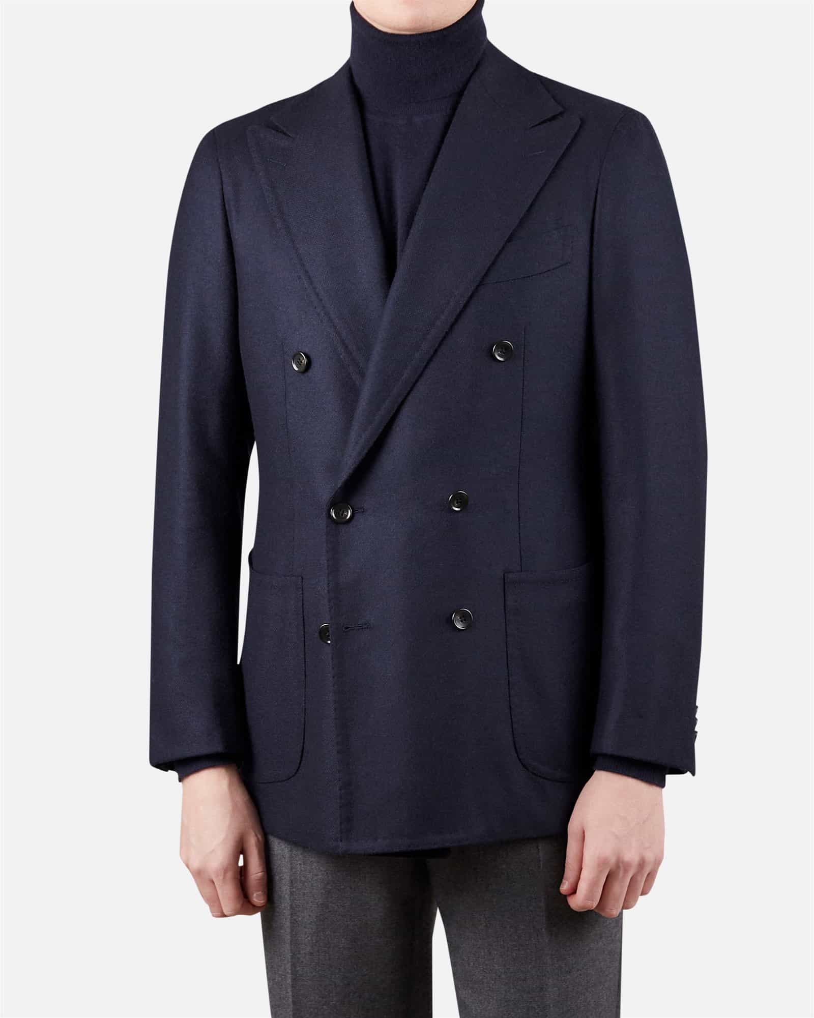 Mod 2 Double Breasted Hopsack Jacket Navy