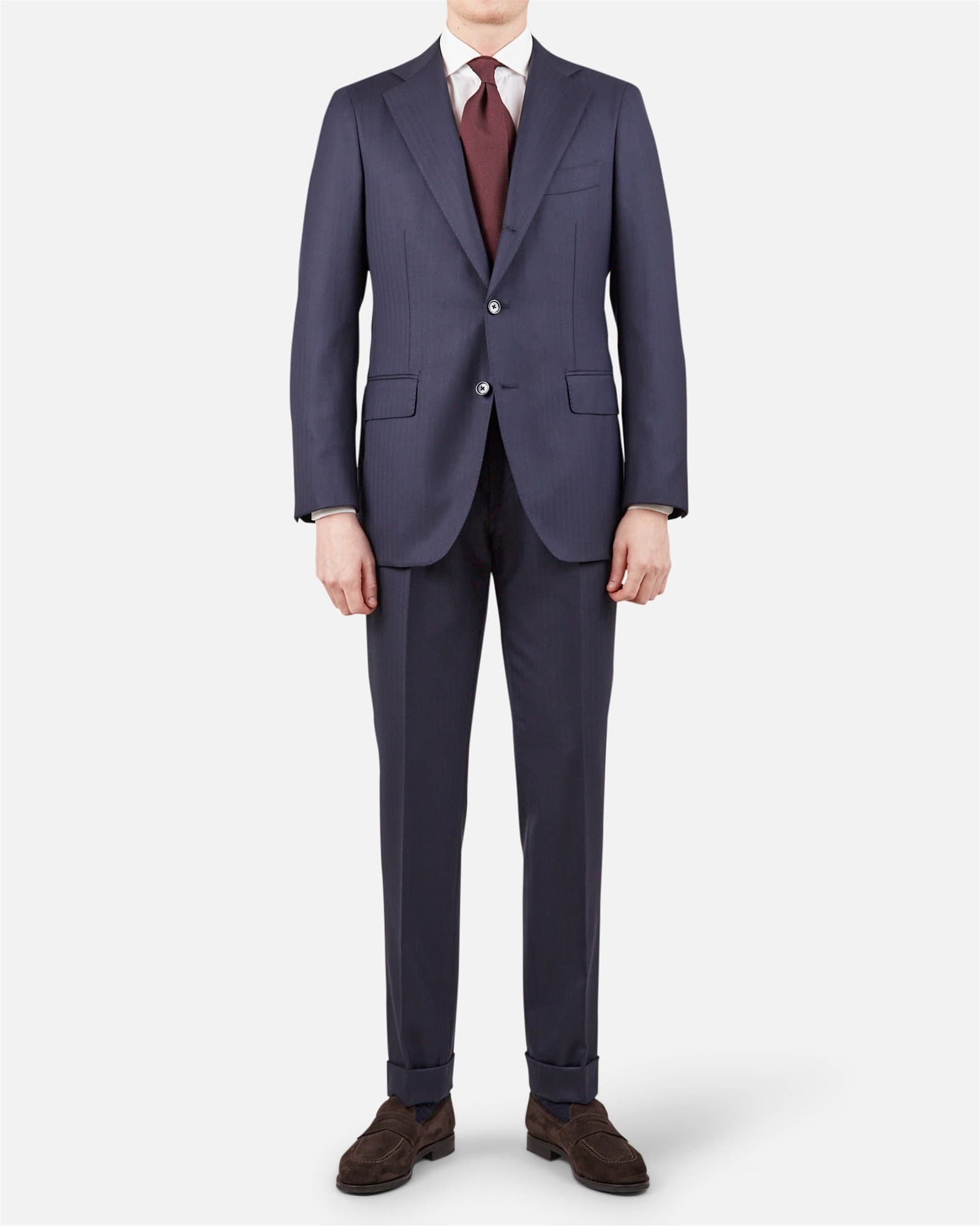 Mod 2 Wool Herringbone Suit Navy