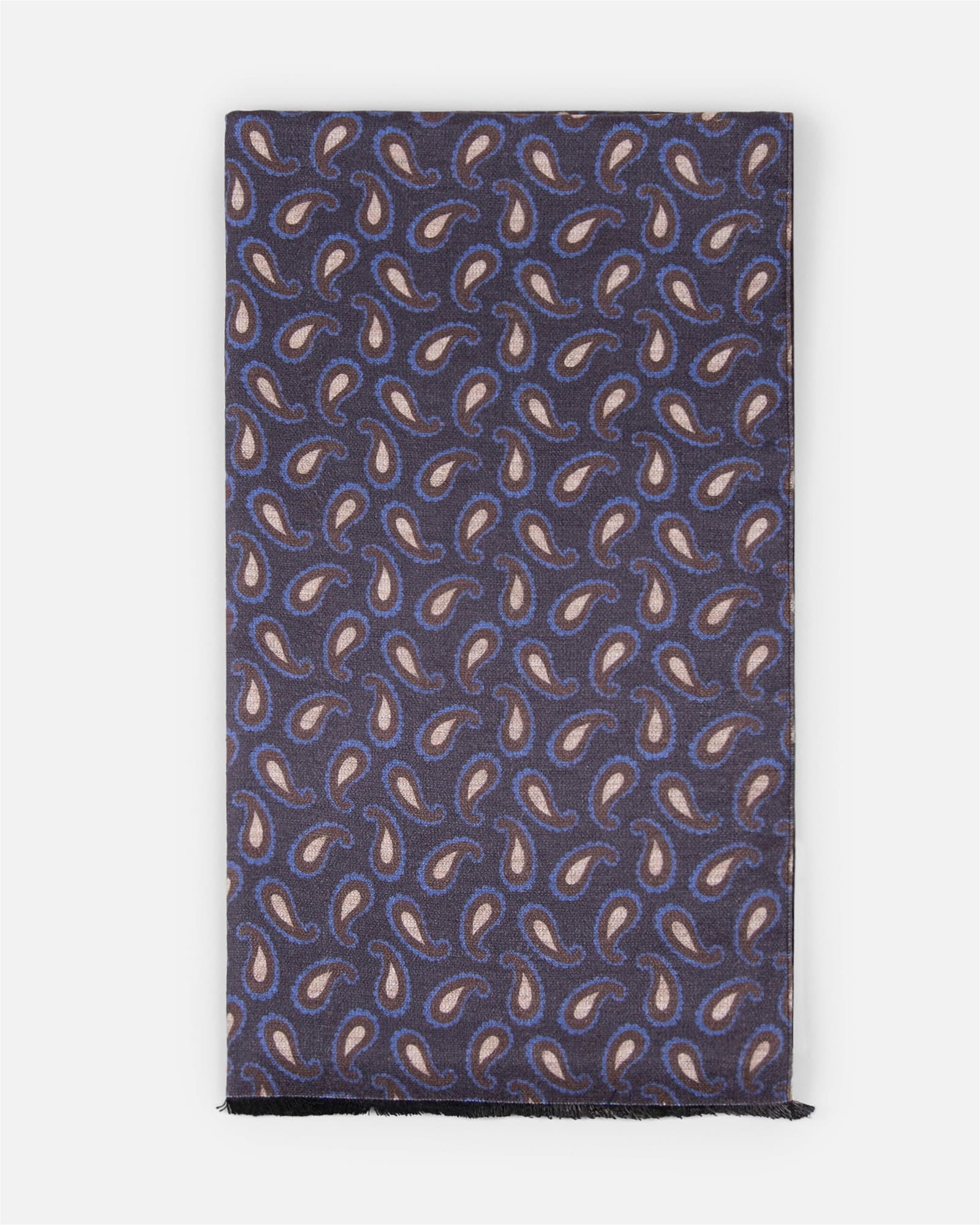 Paisley Brushed Silk Scarf Navy