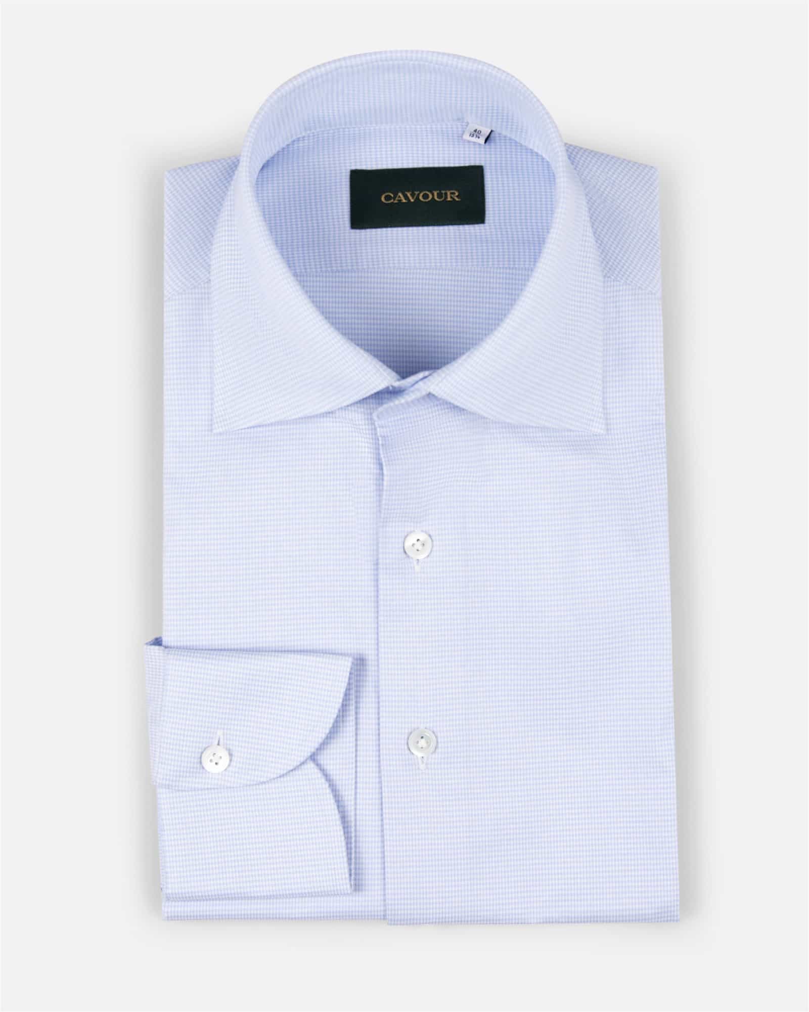 Premium Micro Checked Shirt Blue