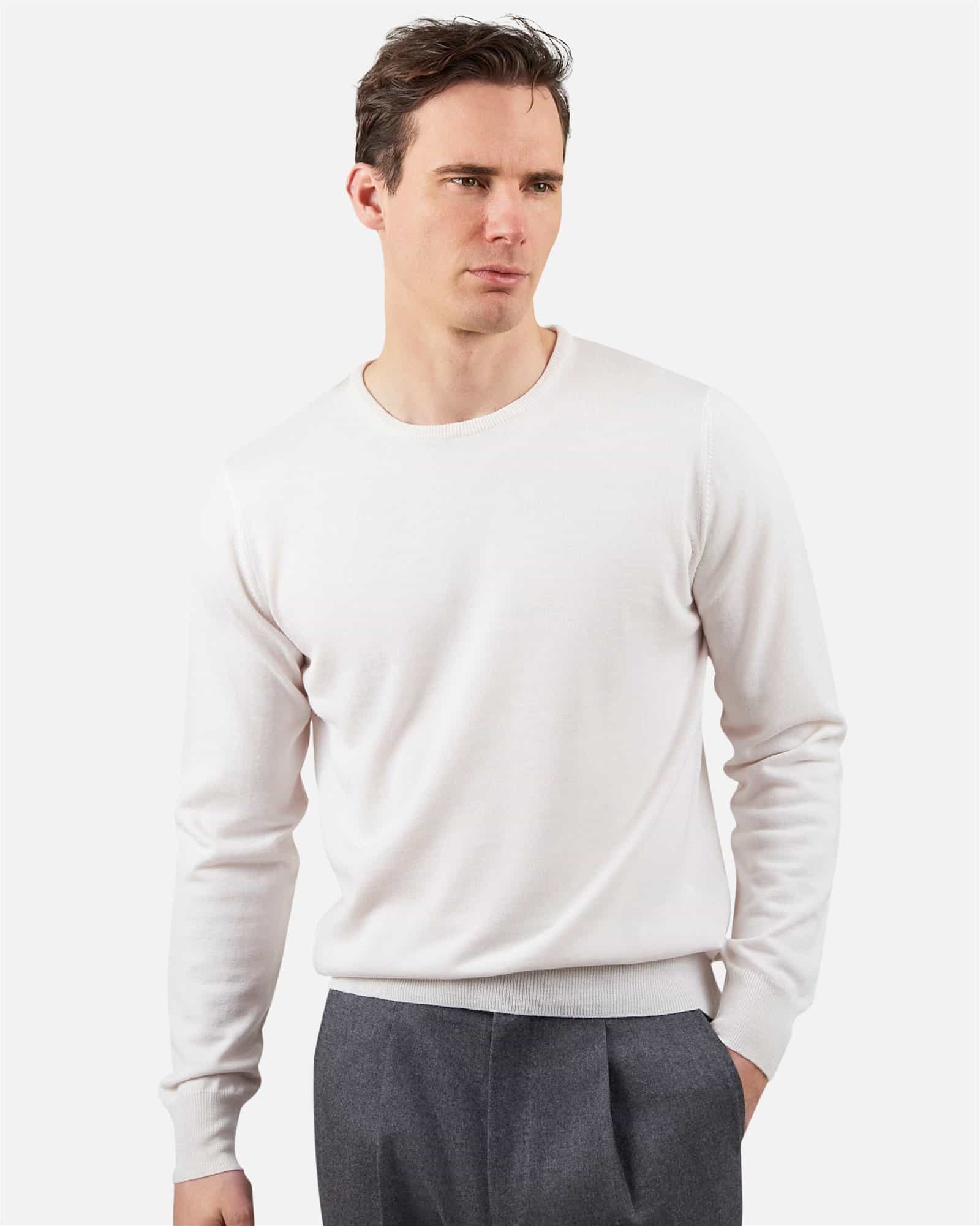 Superfine Merino Wool Round Neck Cream