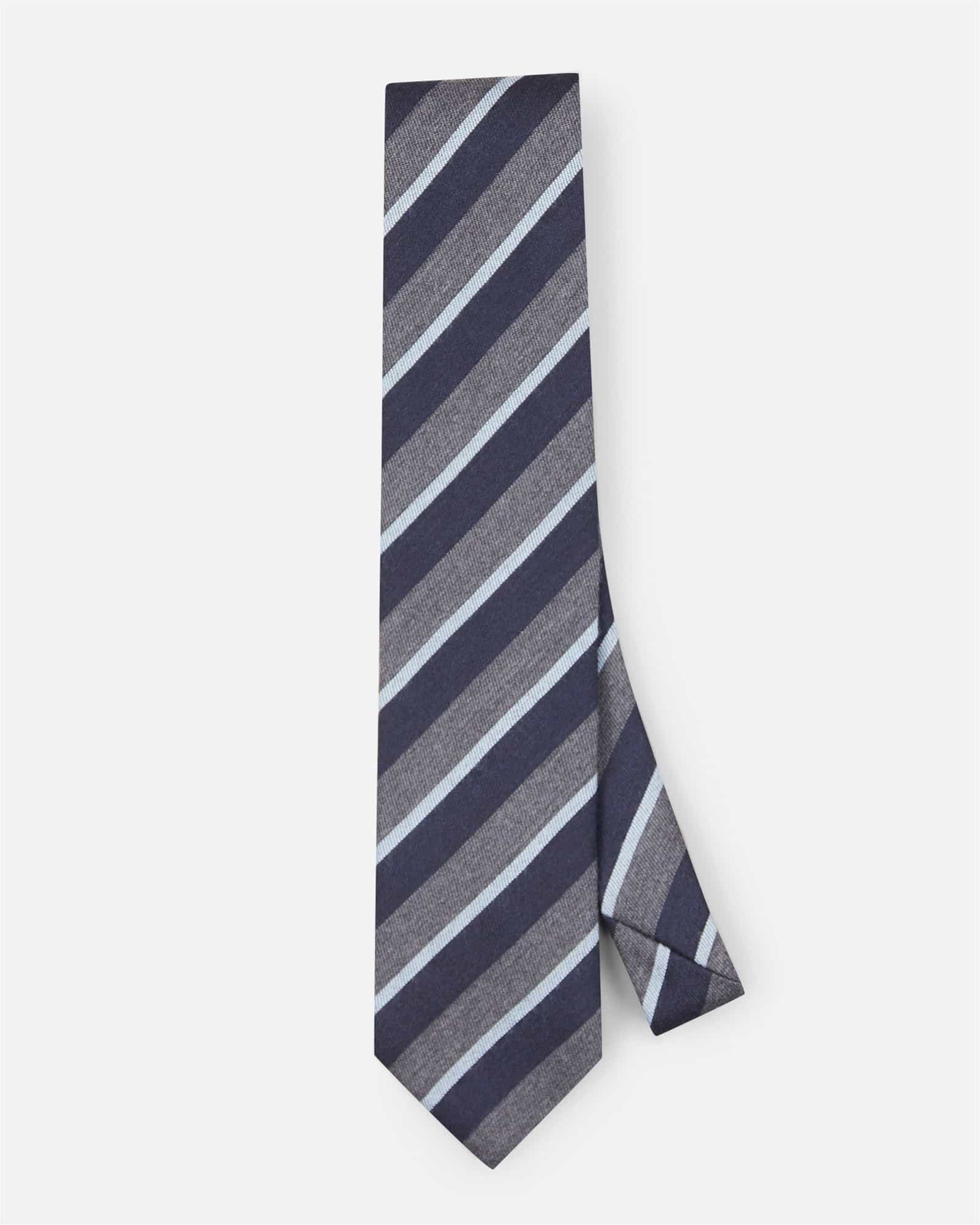 Striped Wool Tie Navy