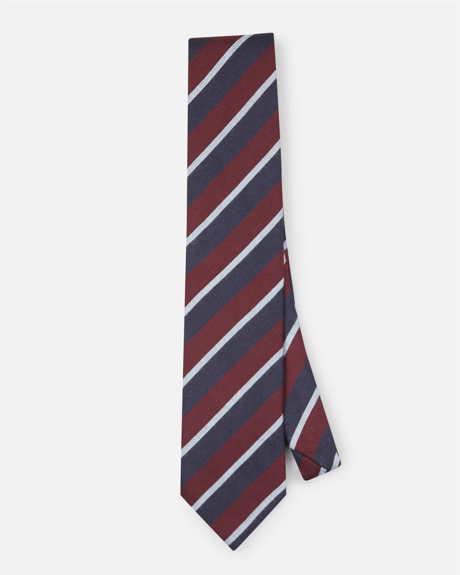 Striped Wool Tie Burgundy