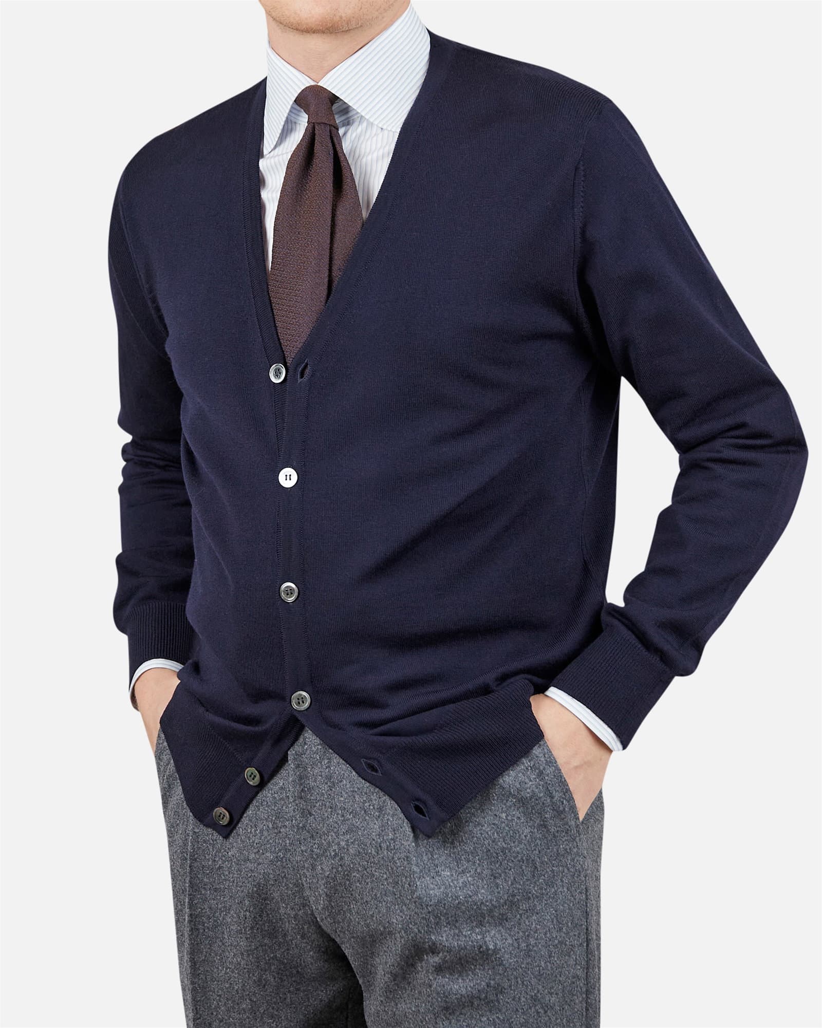 Superfine Merino Cardigan Navy