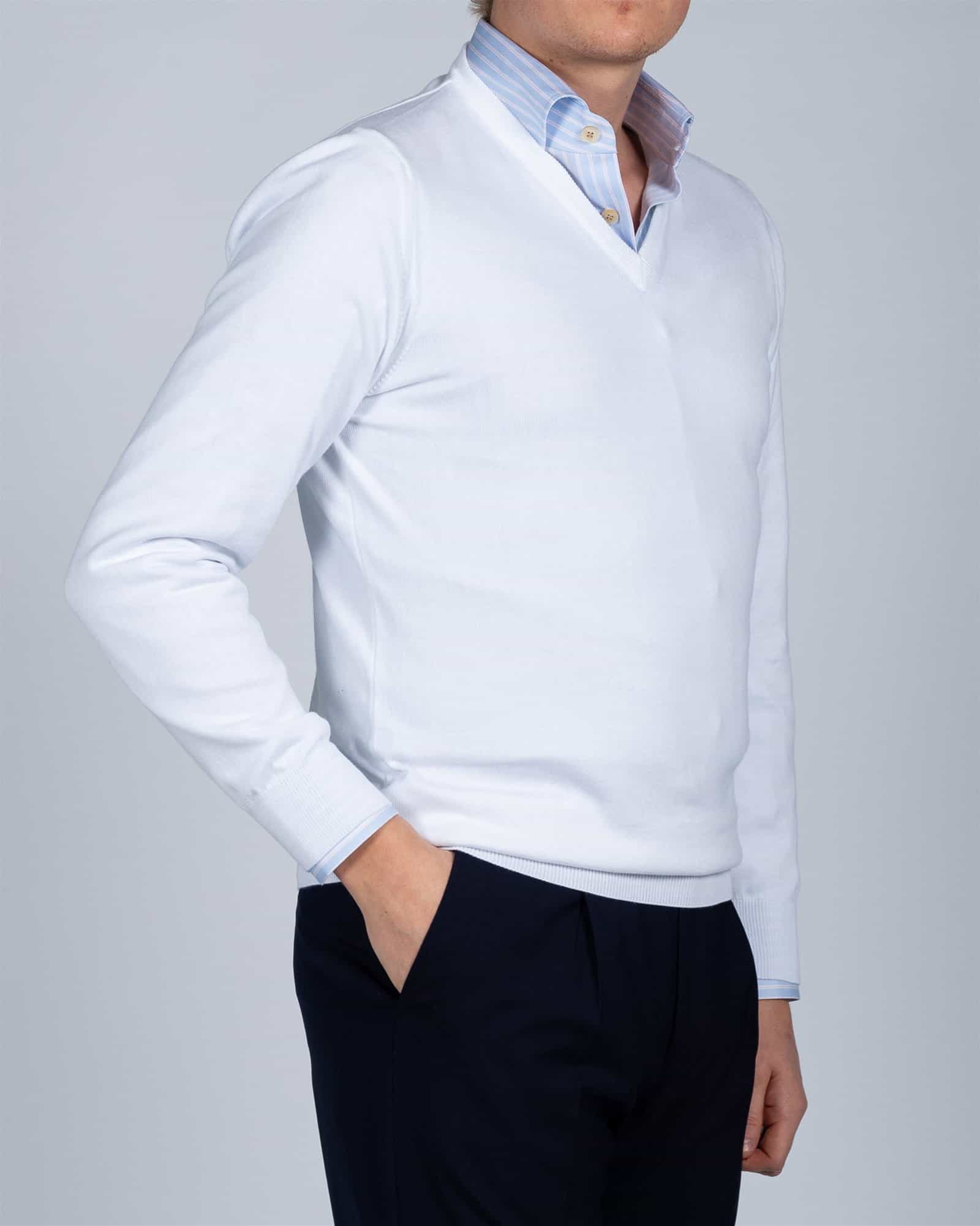 Superfine Cotton V-Neck White