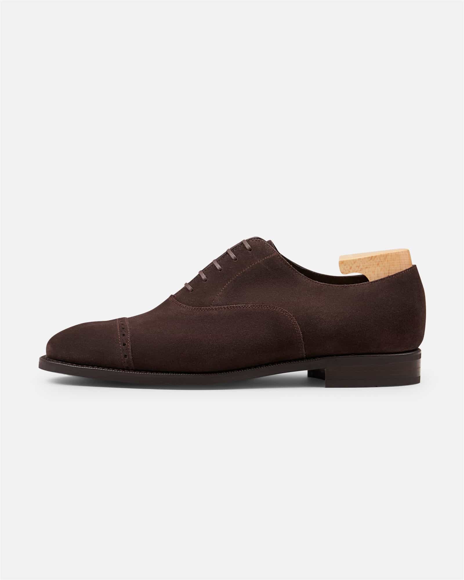 Suede Punched Cap Toe Rubber Sole Dark Brown