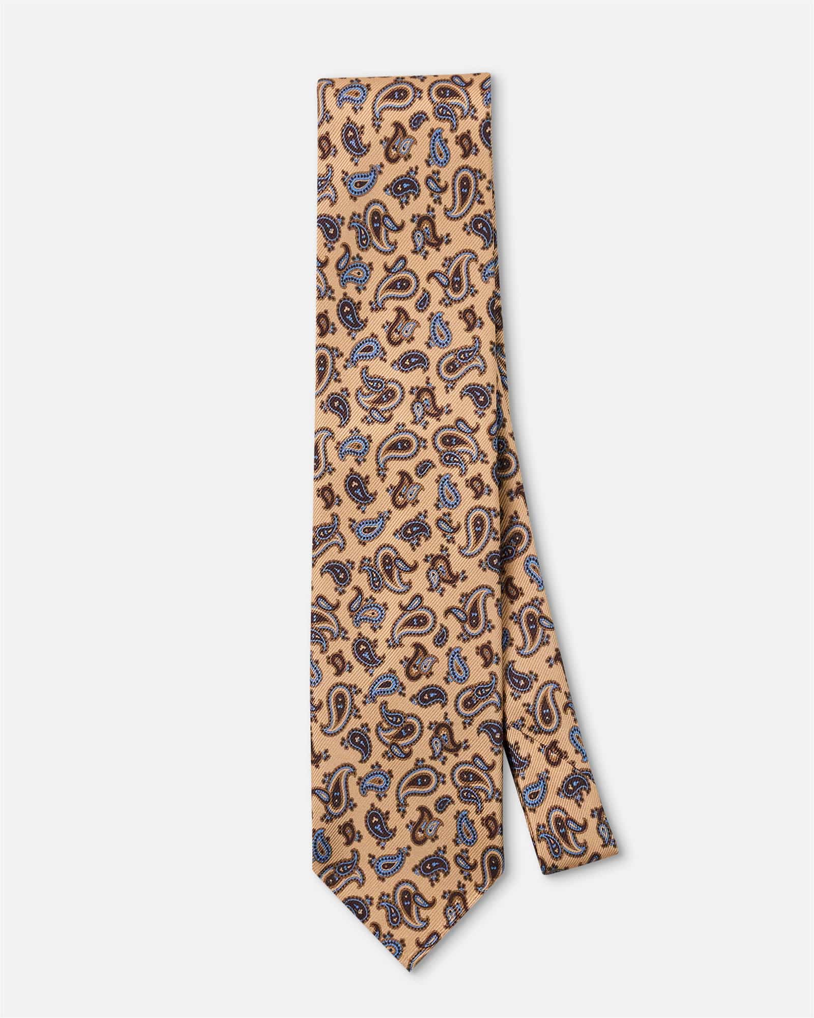 Silk Paisley Print Untipped Beige
