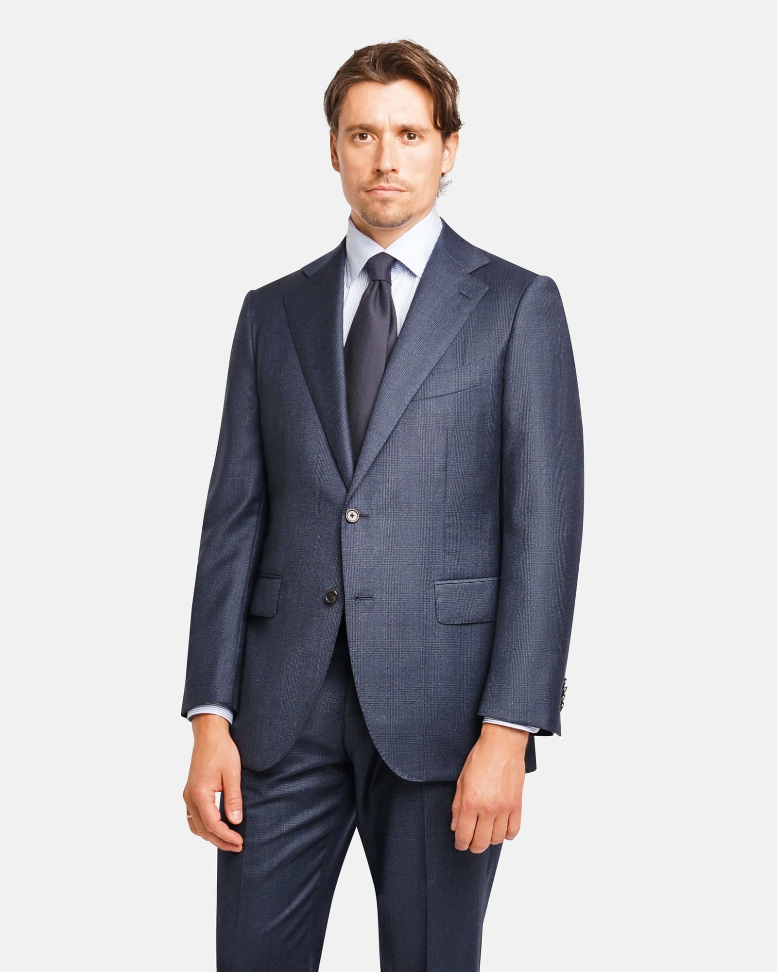 Mod 4 - Worsted Flannel Checked Suit Navy