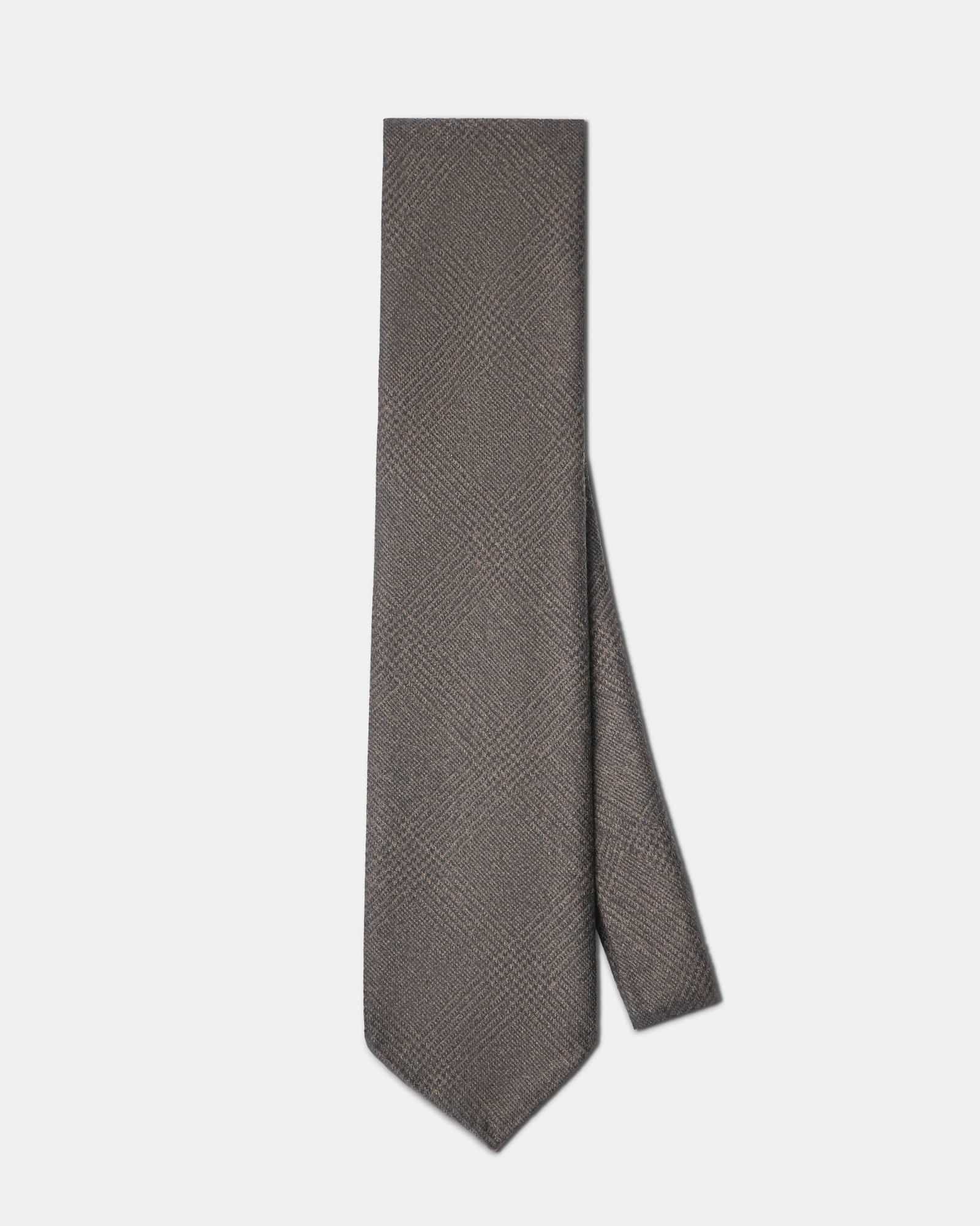 Glencheck Wool Tie Brown