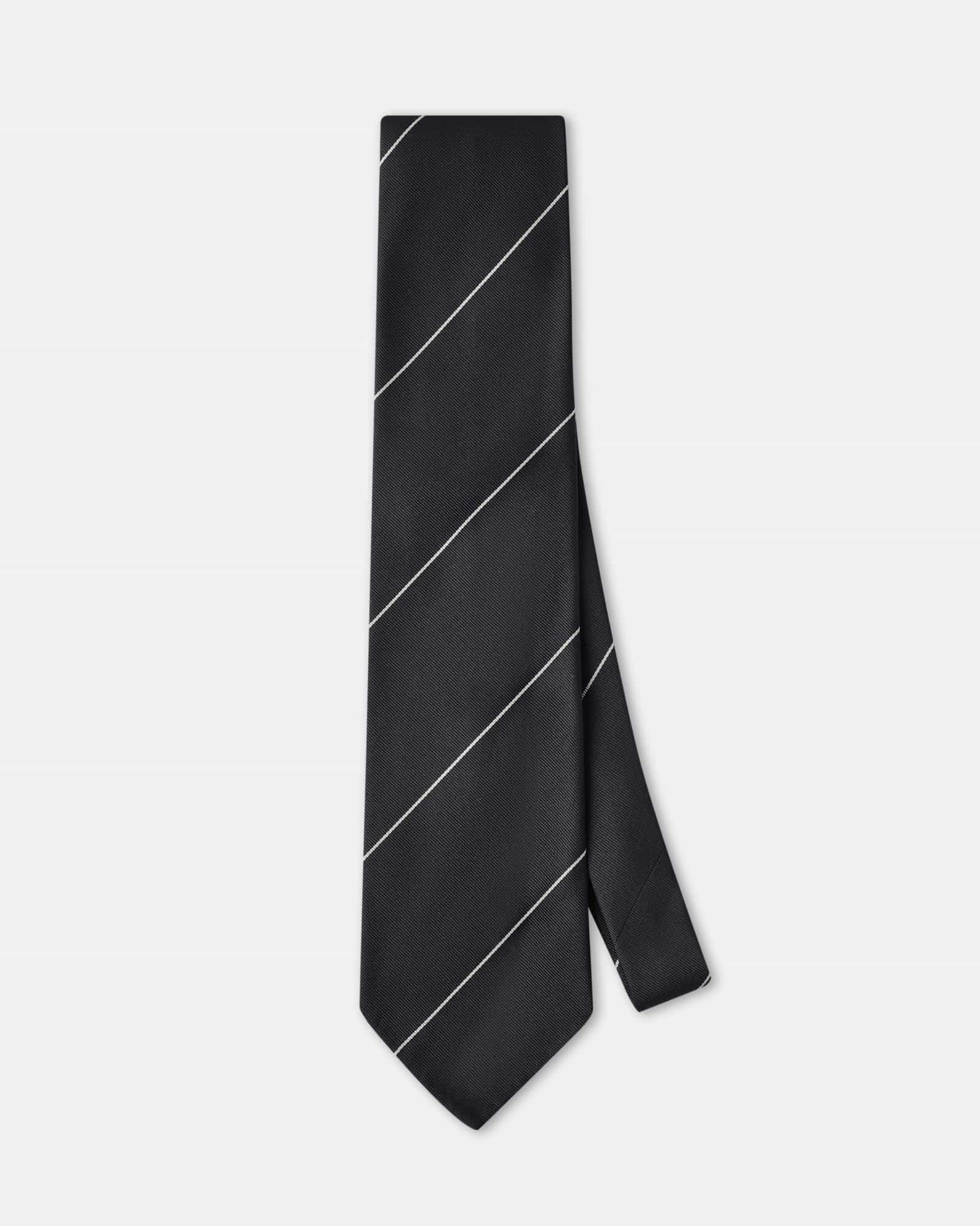 Silk Stripe Tie Black