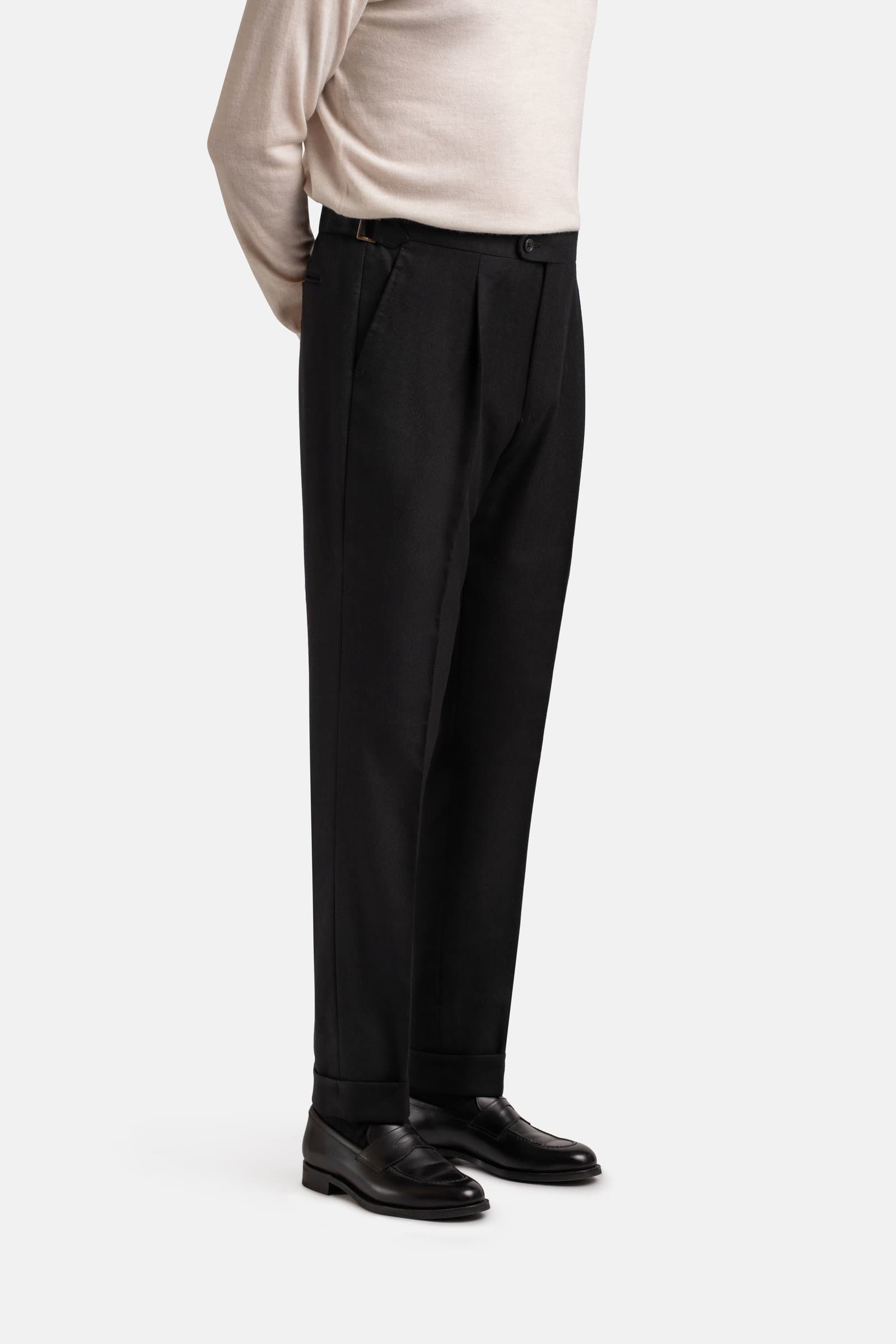Mod 2 British Flannel Trouser Single Pleat Black