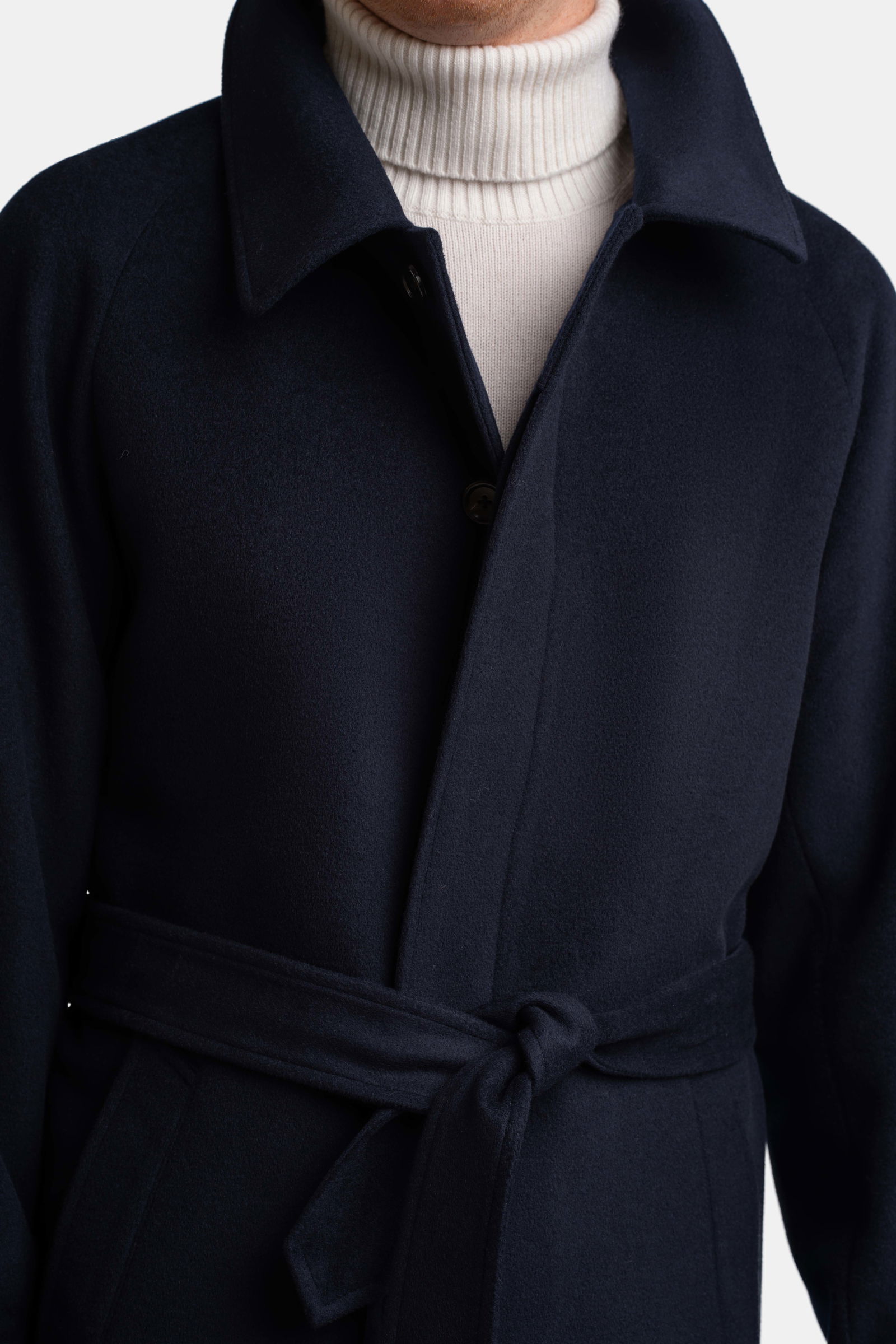 Raglan Belt Overcoat Navy