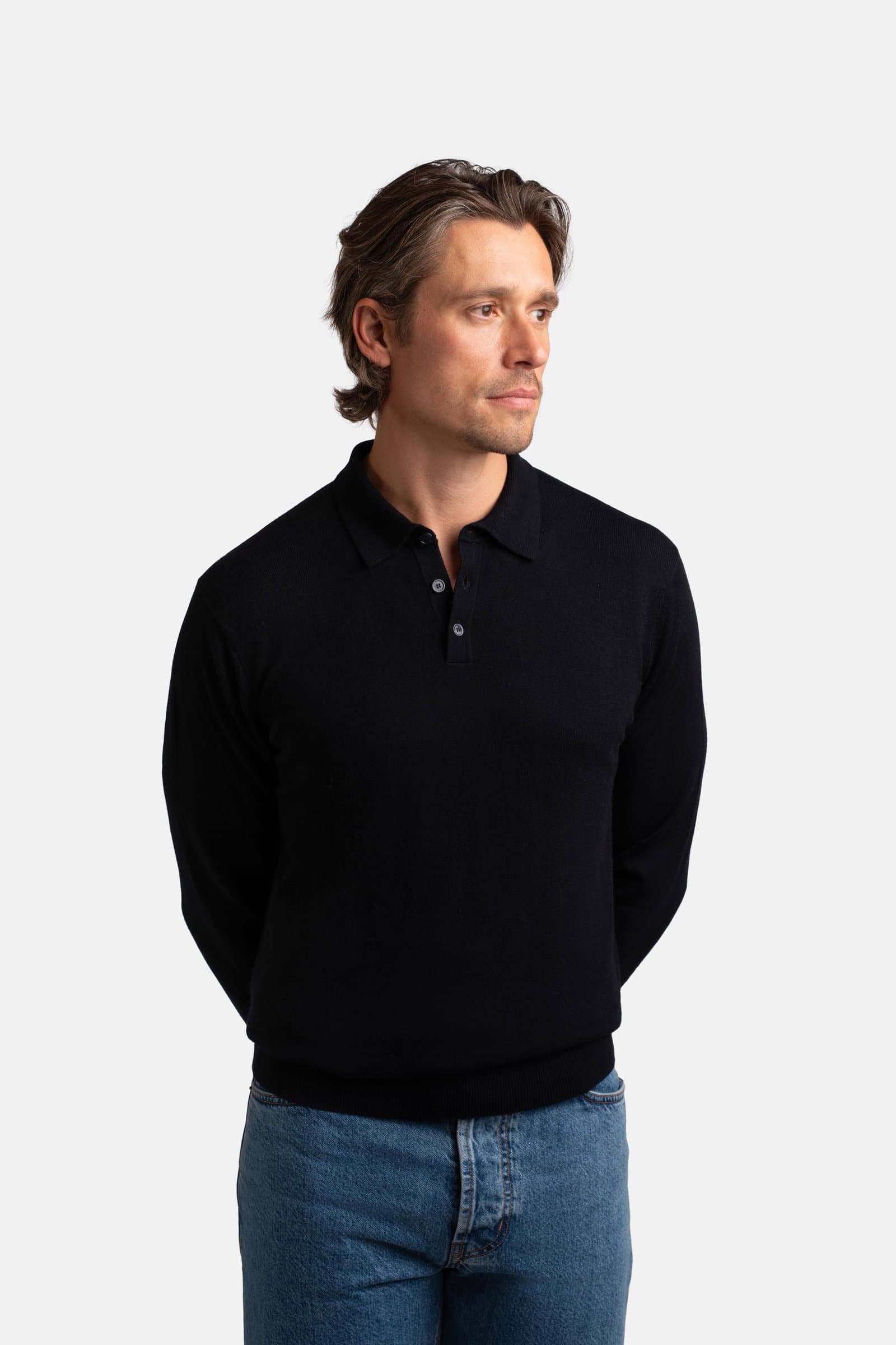 Superfine Merino Polo Neck Navy Autumn Winter