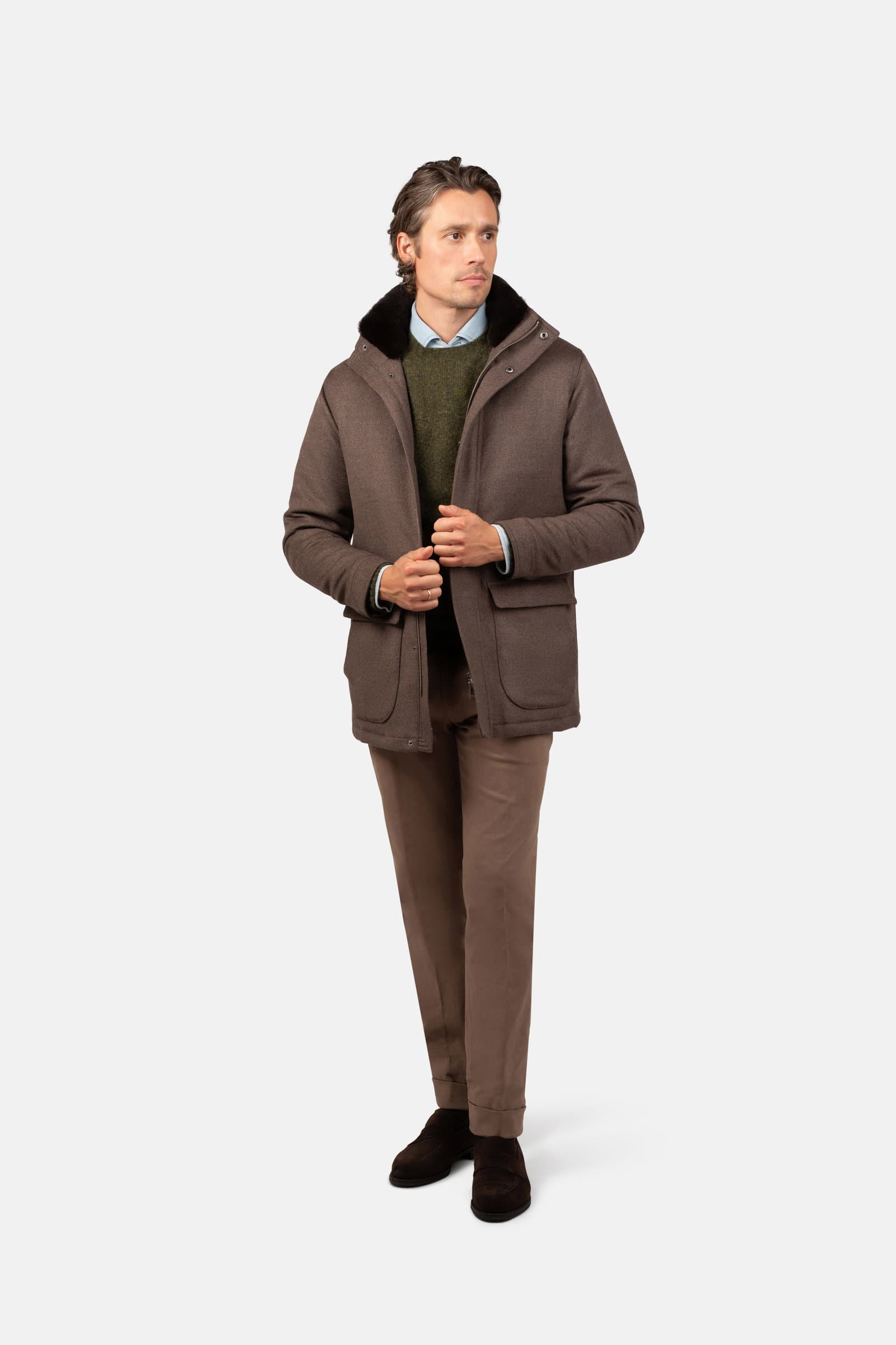 Winter Wool Car Coat Brown
