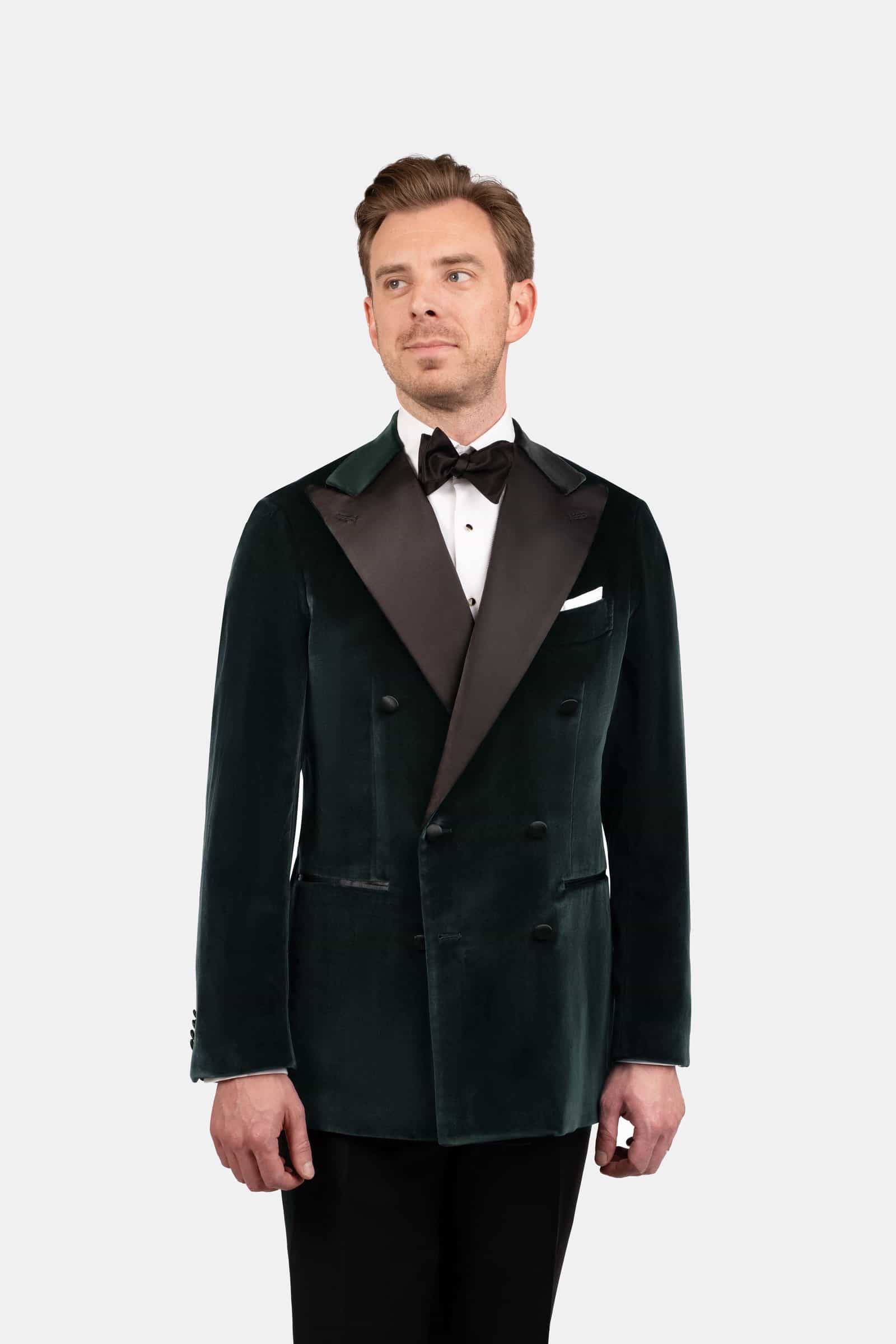 Mod 2 Double Breasted Velvet Jacket Green