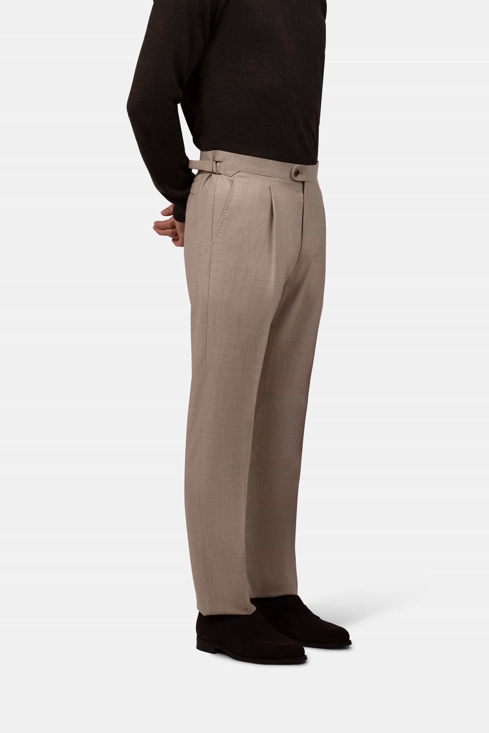 Mod 2 British Flannel Trouser Single Pleat Beige