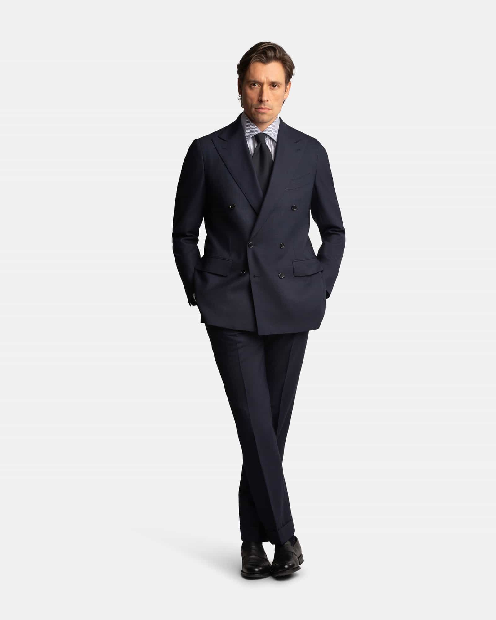 Mod 3 British Hightwist Glencheck Suit Navy